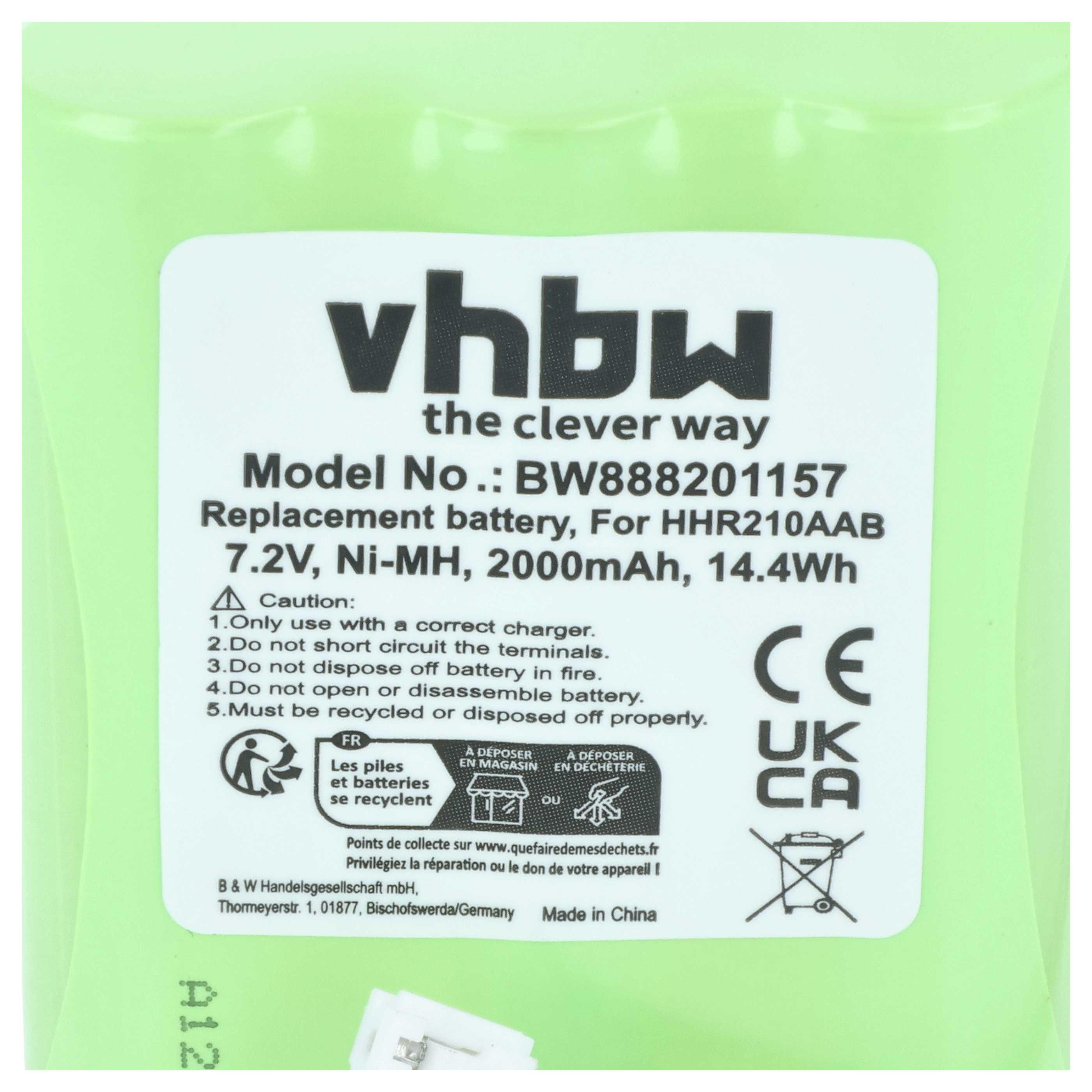Electric Keyboard Battery replaces Korg KITBAT1002, HHR210AAB - 2000 mAh 7.2 V NiMH