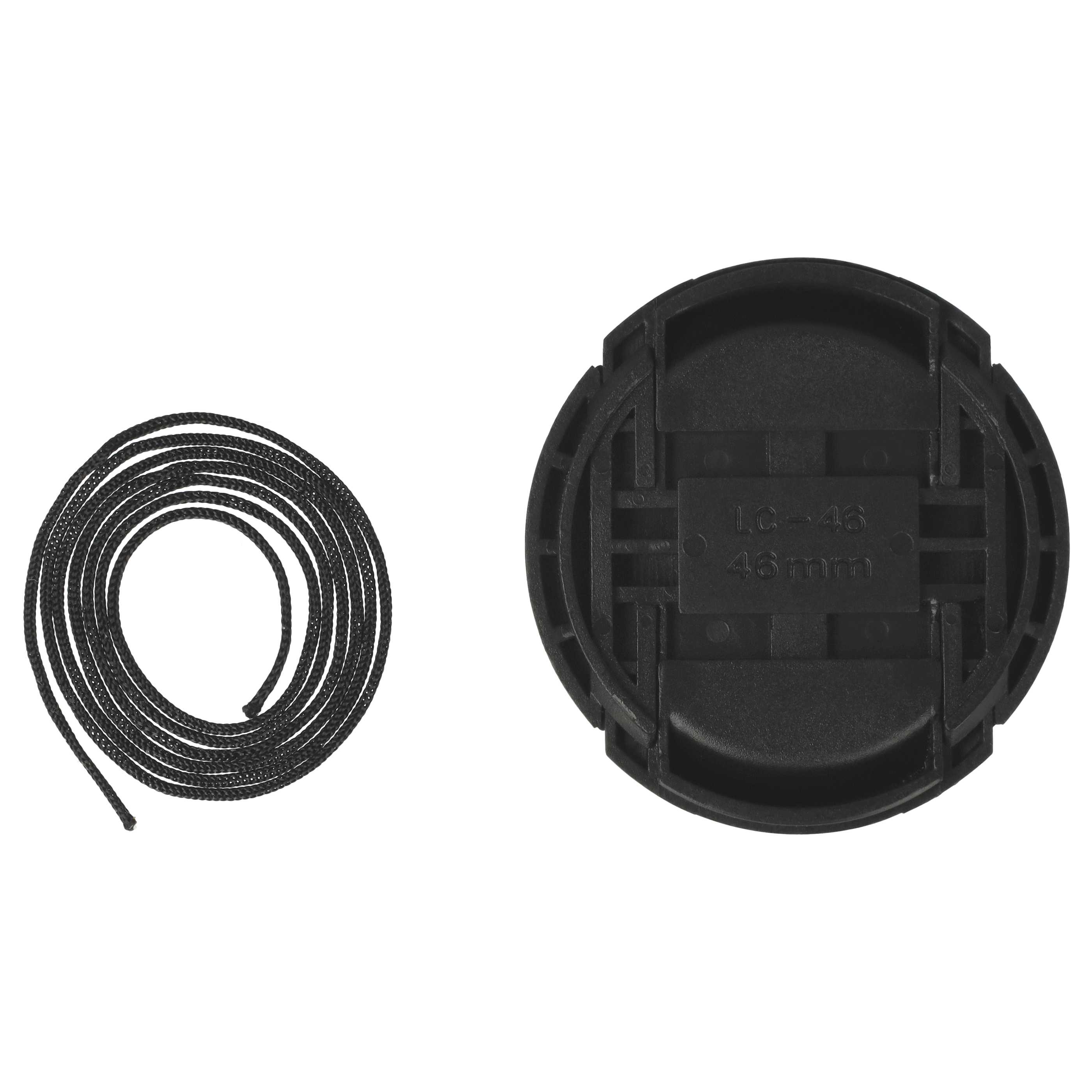 Bouchon d'objectif 46 mm - Prise centrée, plastique, noir