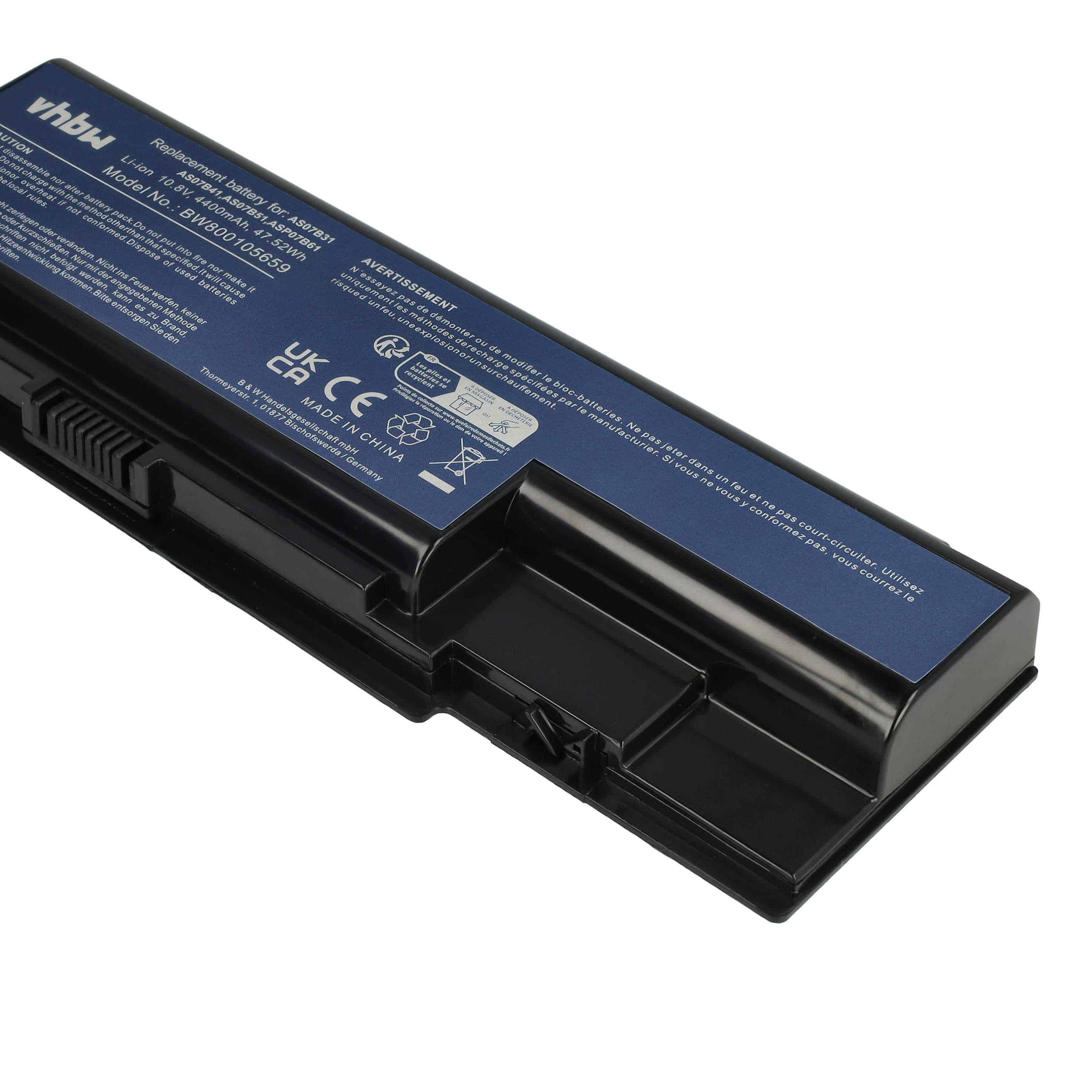 Notebook-Akku als Ersatz für Acer 934T2180F, 3UR18650Y-2-CPL-ICL50, 1010872903 - 4400mAh 10,8V Li-Ion, schwarz