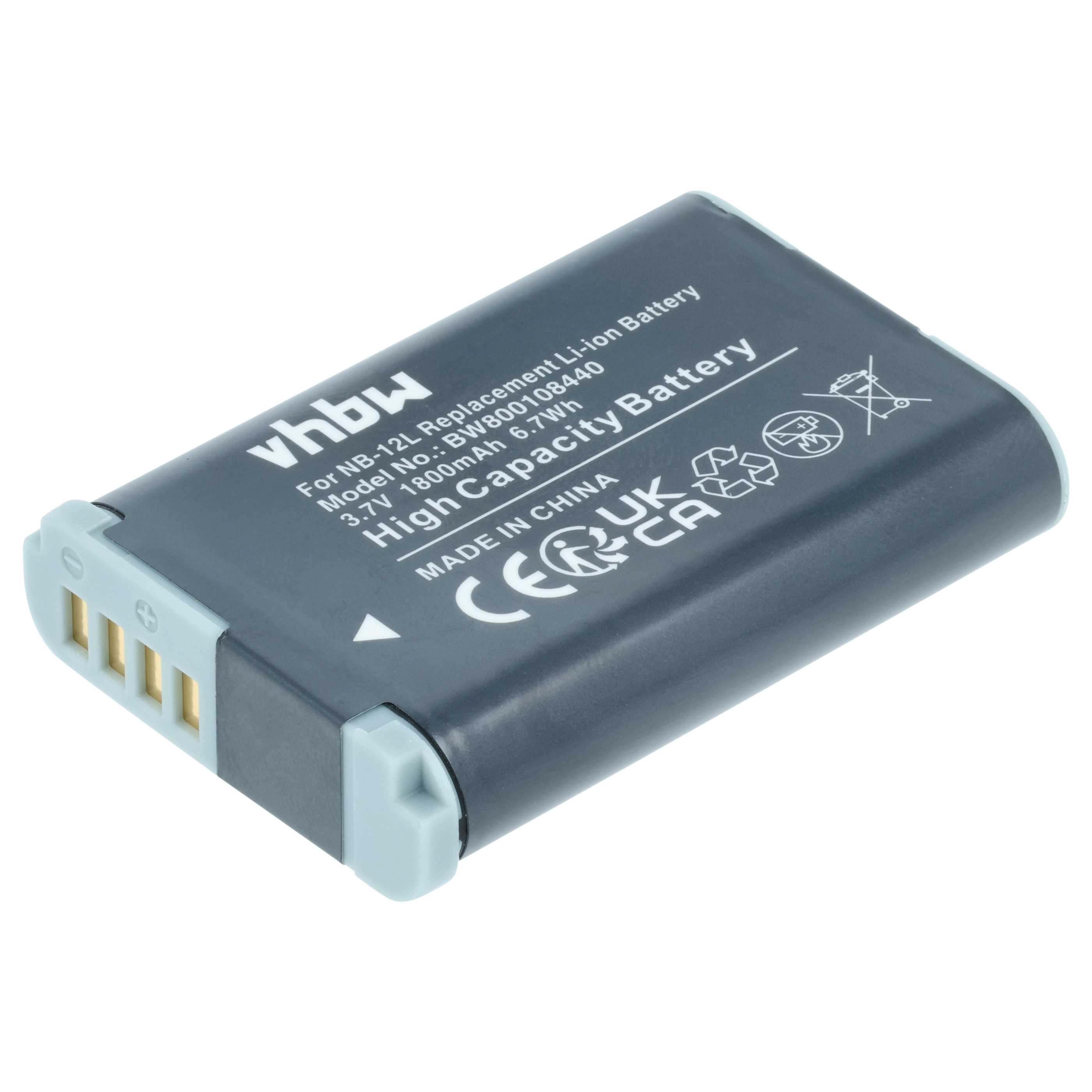 3x Battery replaces Canon NB-12L - 1800mAh, 3.7V, Li-Ion