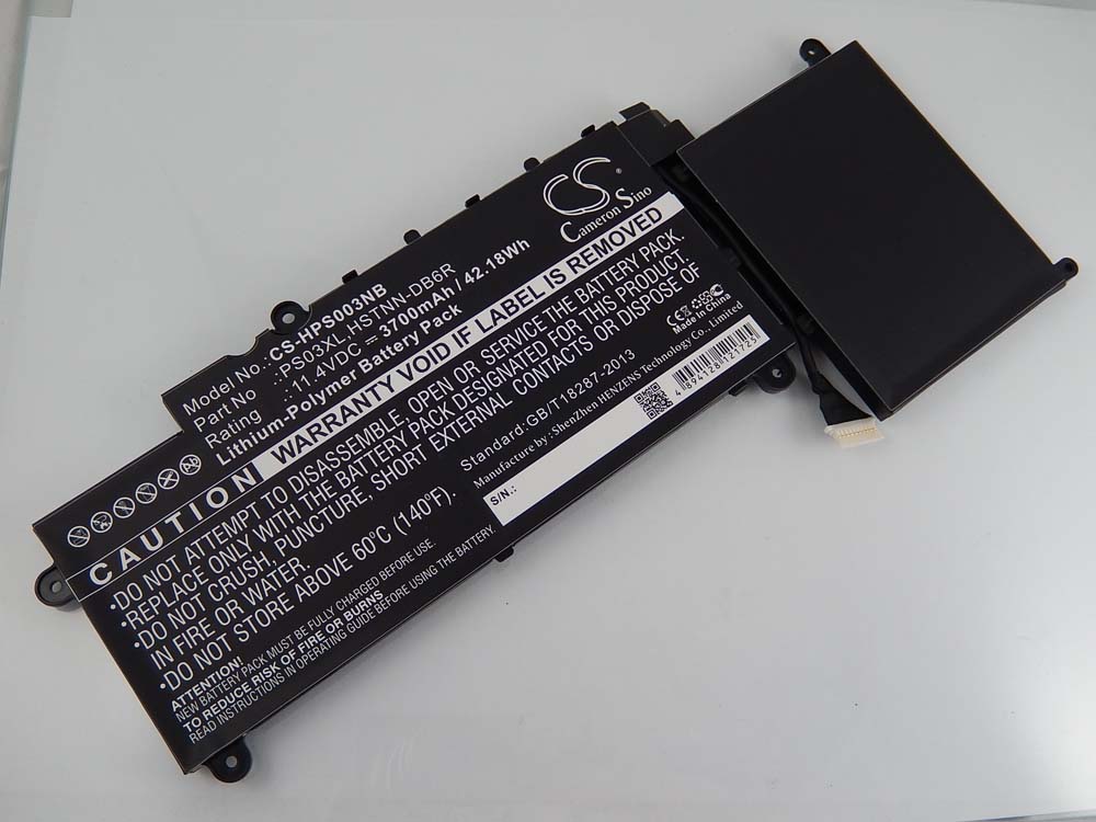 Notebook Battery Replacement for HP 778813-221, 6EKHK01BB6O03Q, 1588-3003 - 3700mAh 11.4V Li-polymer, black