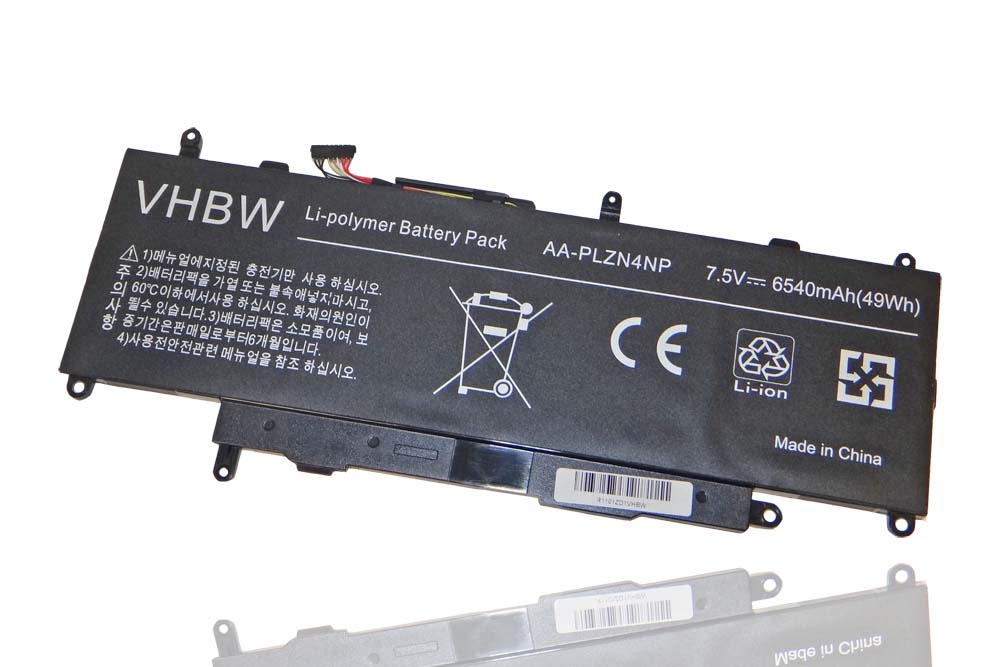 Batterie remplace Samsung AA-PLZN4NP pour ordinateur portable - 6540mAh 7,5V Li-polymère, noir