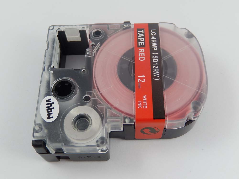 Label Tape as Replacement for Epson LC-4RWP - 12 mm White to Red