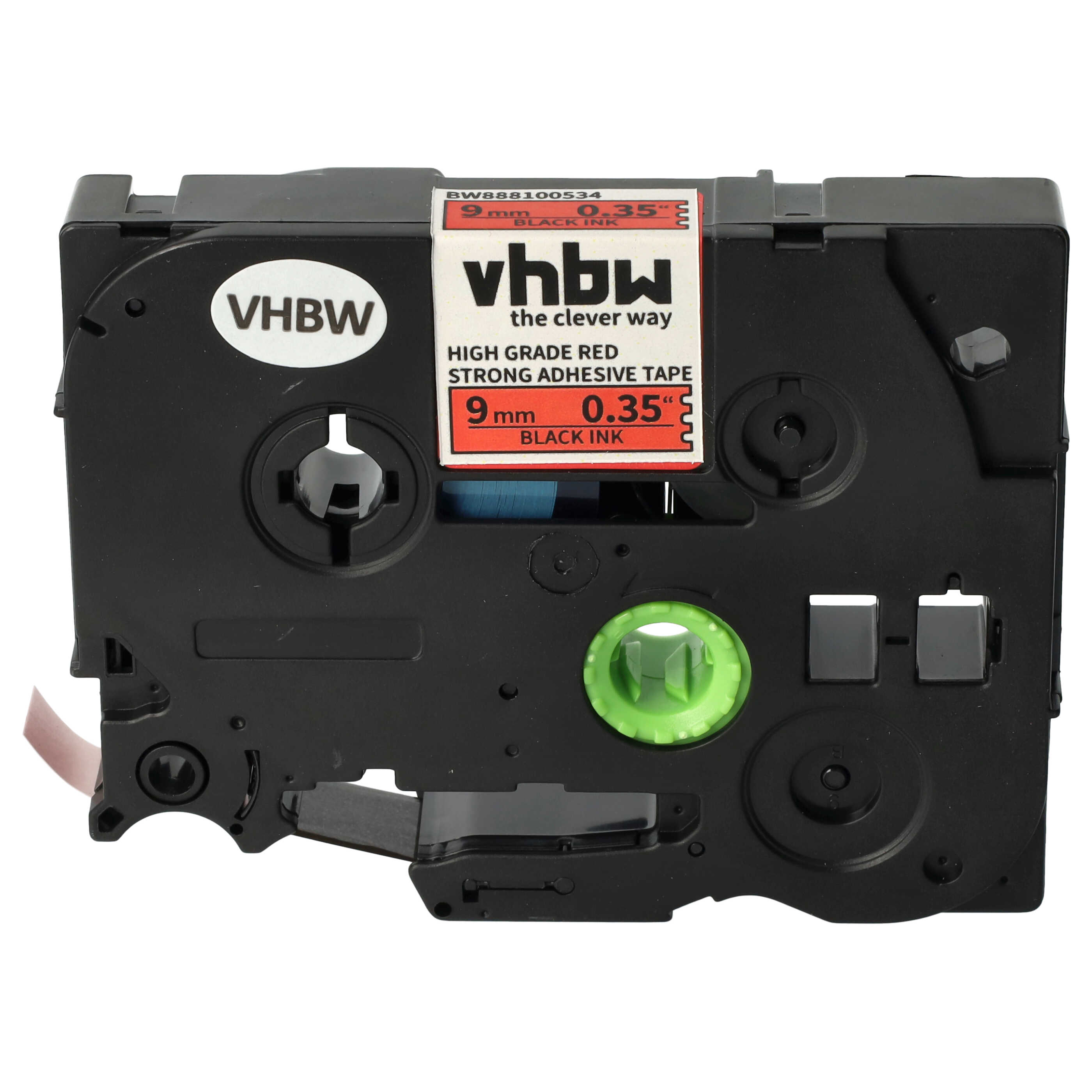 Cassette à ruban remplace Brother AHe-S421, HGE-S421, HGES421 - 9mm lettrage Noir ruban Rouge