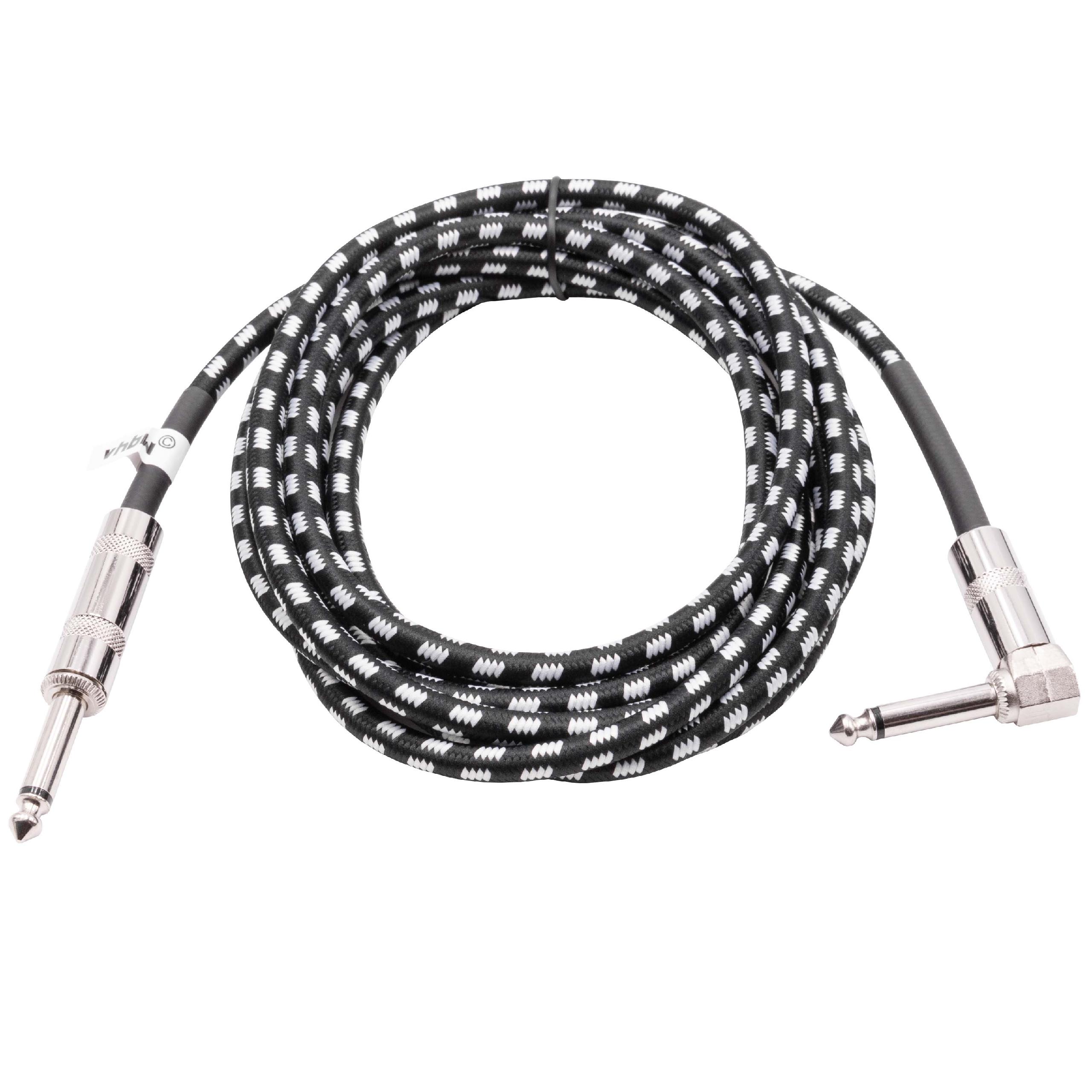 Cable auxiliar 3m para guitarra con clavijas audio de 6,35mm - Clavija macho jack 6,35mm recto-en ángulo