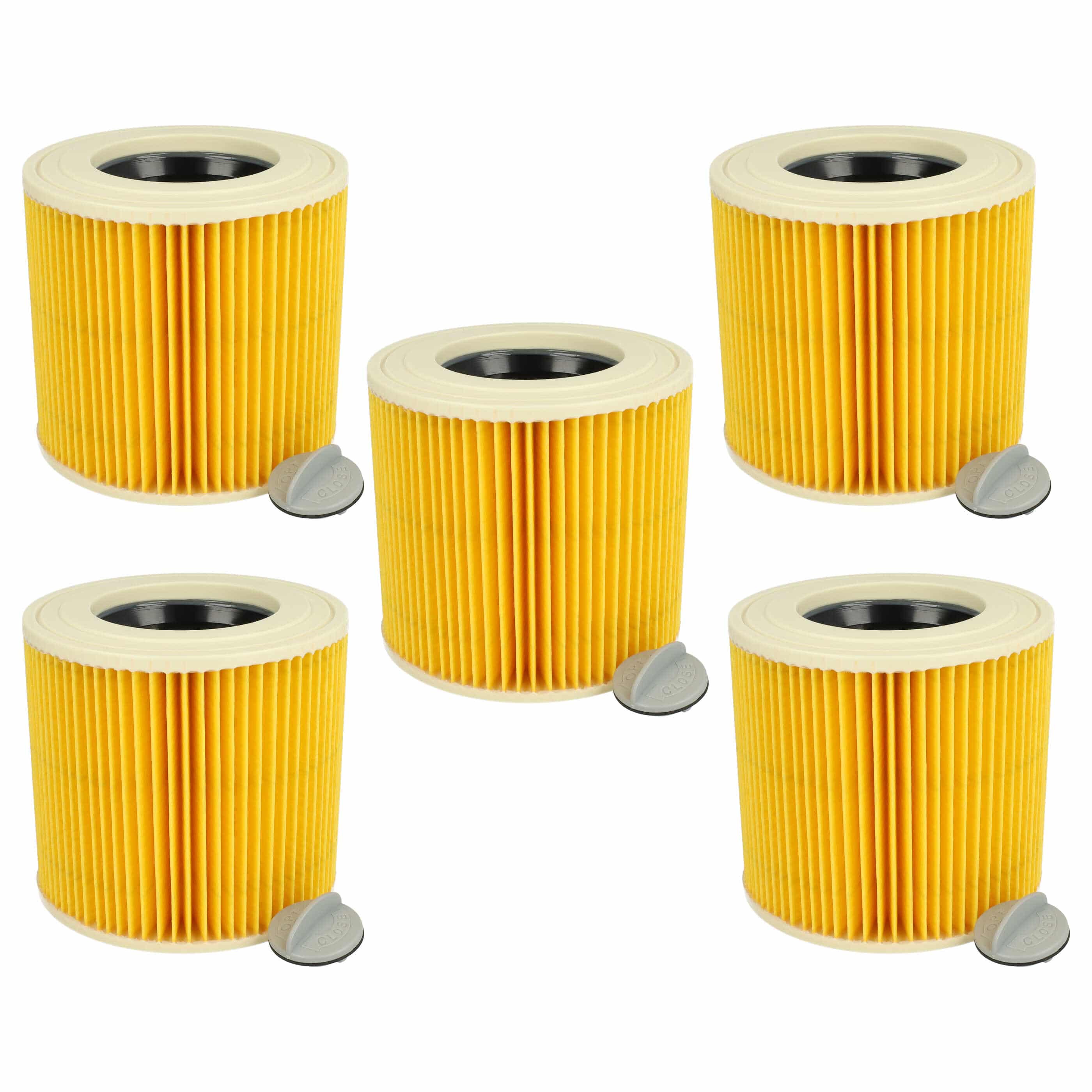 5x Filtro reemplaza Kärcher 6.414-789.0, 6.414-789 para aspiradora TackLife, amarillo / marrón