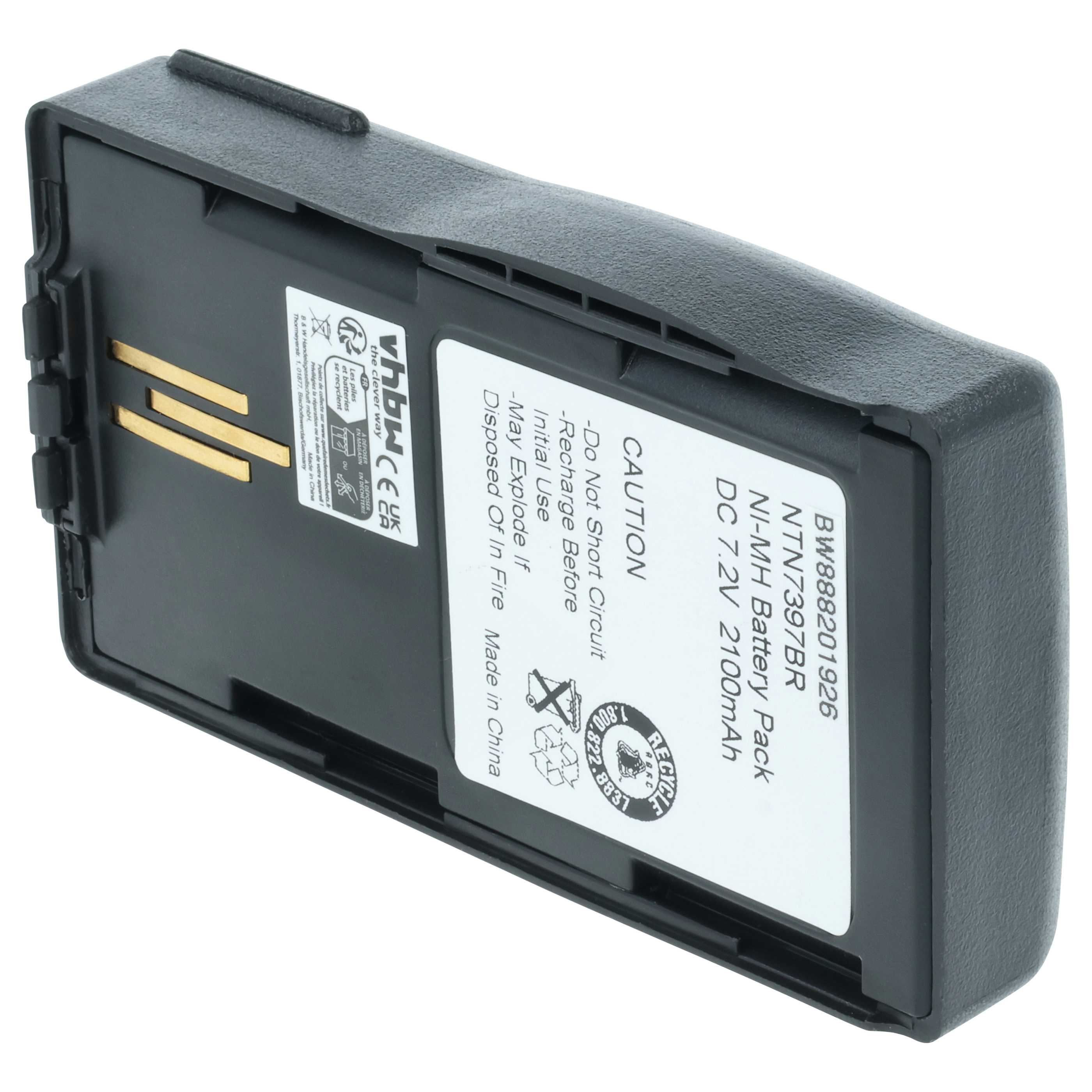Radio 2x Battery replaces Motorola NTN7394, NTN7394AR, NTN7394A, NTN7394B, NTN7394AS - 2100 mAh 7.2 V NiMH