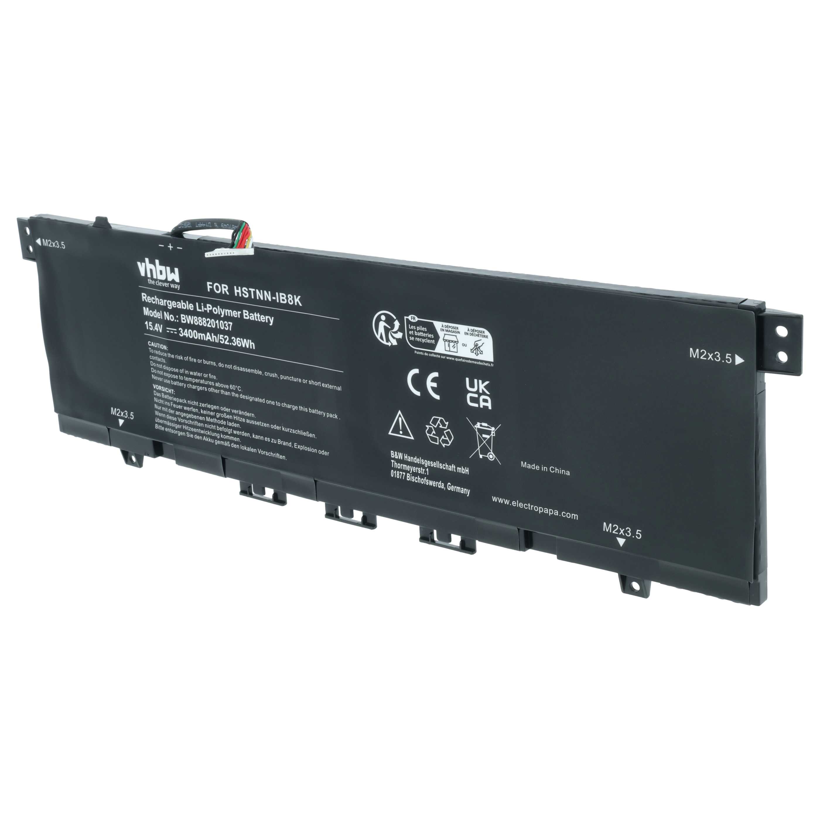 Akumulator do laptopa zamiennik HP HSTNN-IB8K, KC04XL, L08496-855, L08544-1C1 - 3400 mAh 15,4 V LiPo, czarny