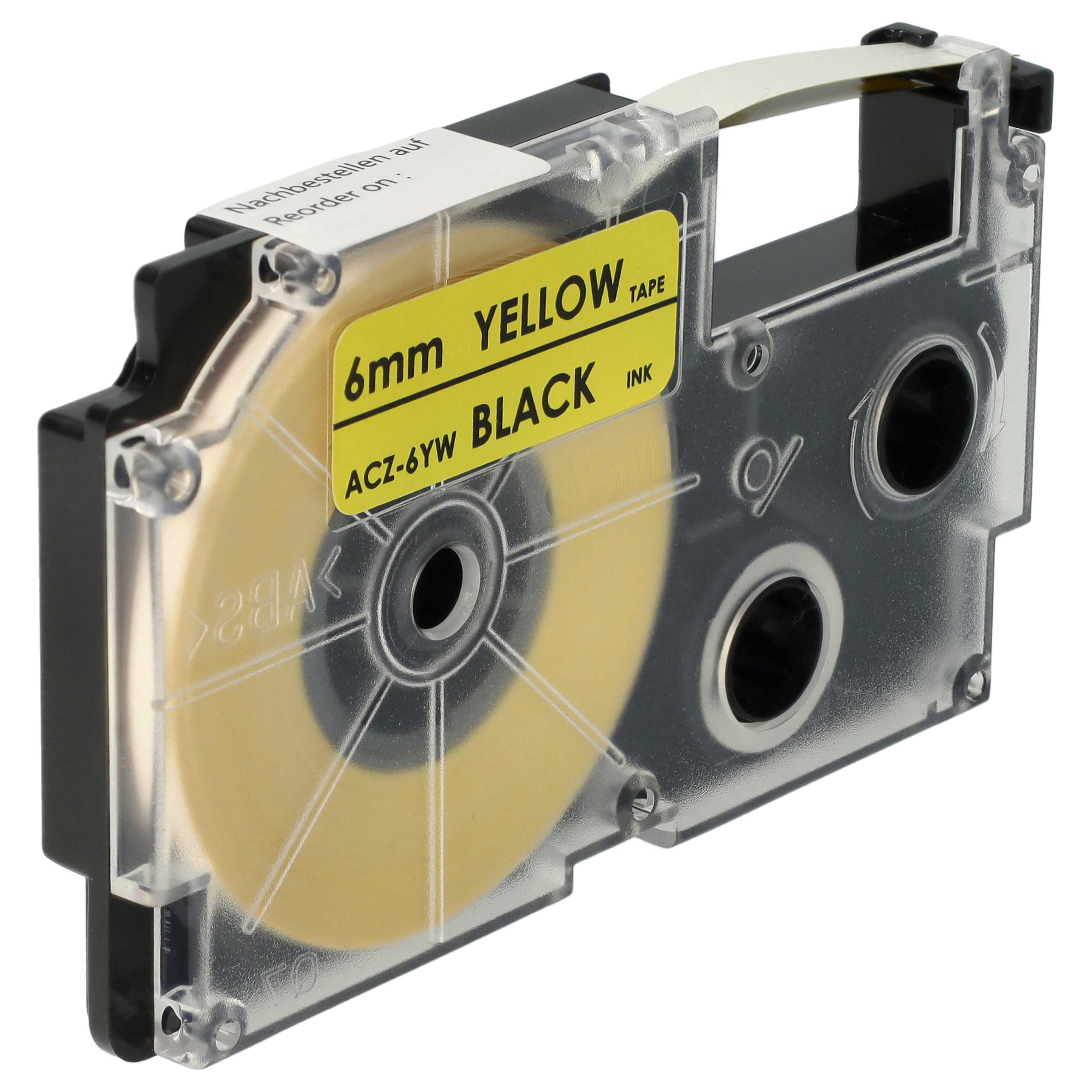 Cassetta nastro sostituisce Casio XR-6YW1, XR-6YW per etichettatrice 6mm nero - giallo