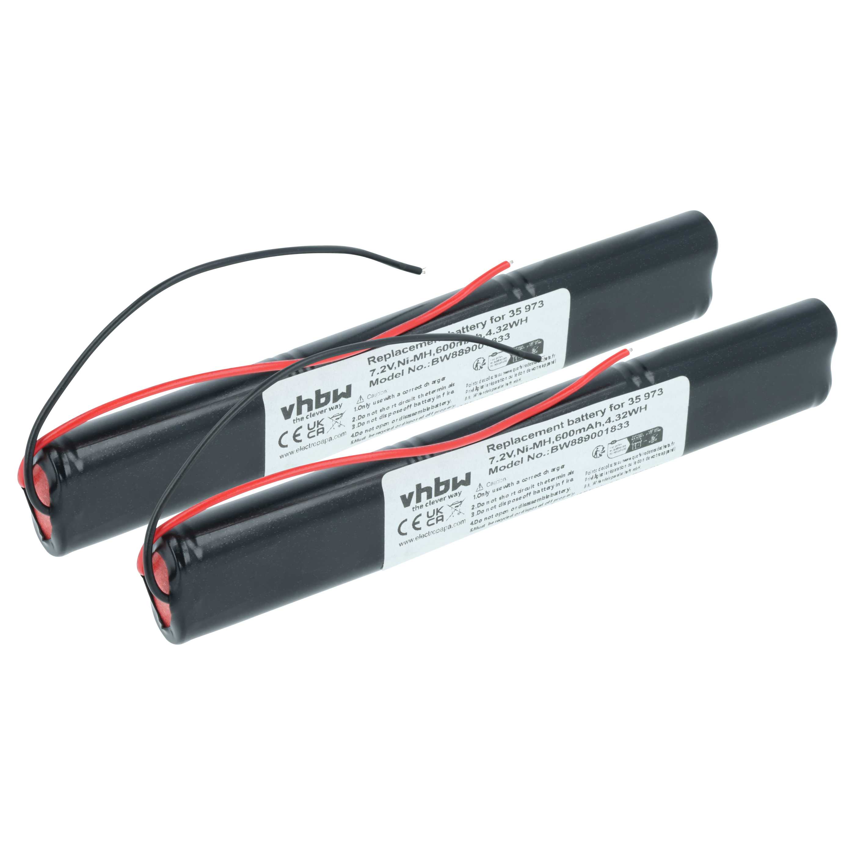 2x Batteria sostituisce Telenot 35 973 per sistema d'allarme - 600mAh 7,2V NiMH