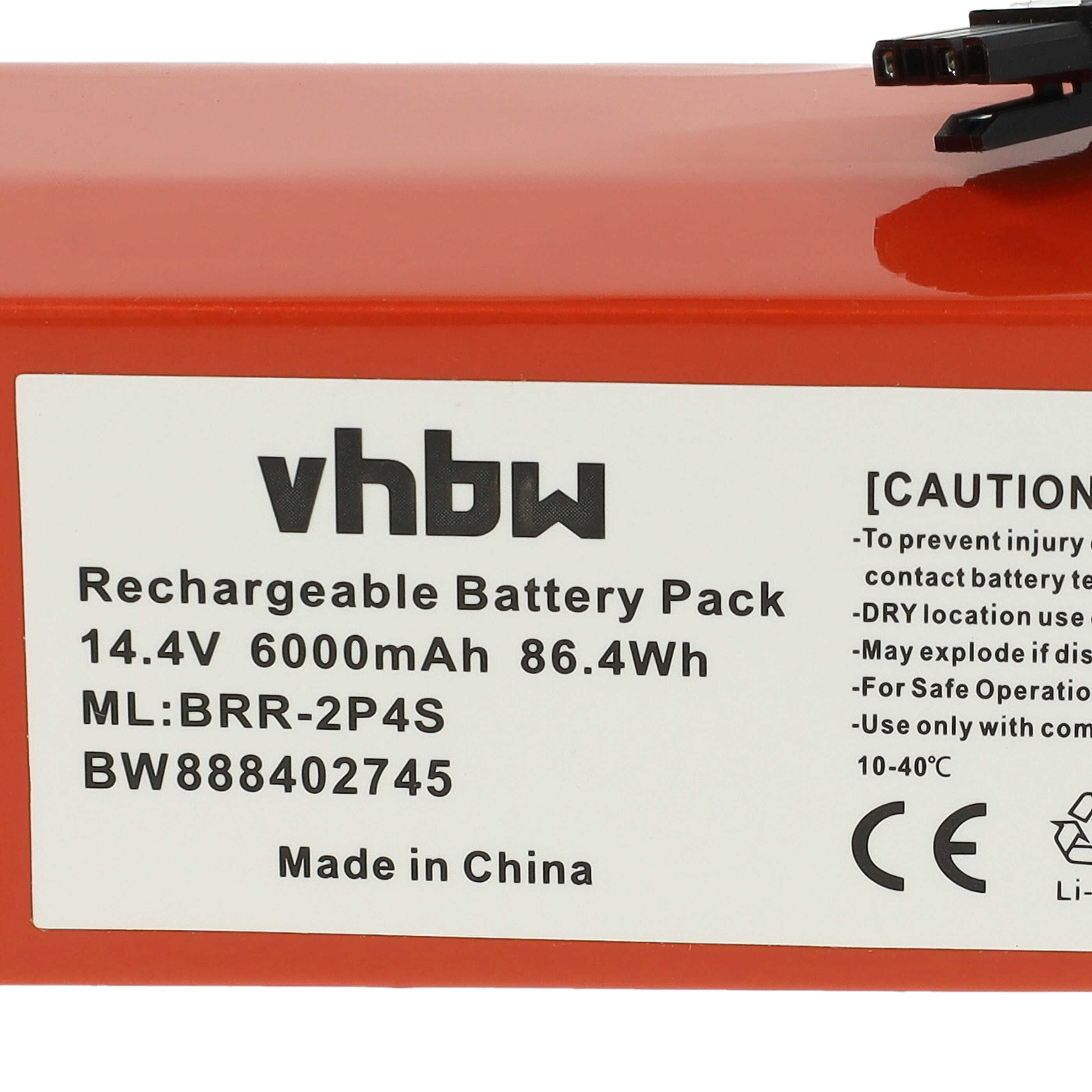 Batterie remplace Xiaomi BRR-2P4S-5200S, STYTJ02ZHM, STYTJ01ZHM pour robot aspirateur - 6000mAh 14,4V Li-ion