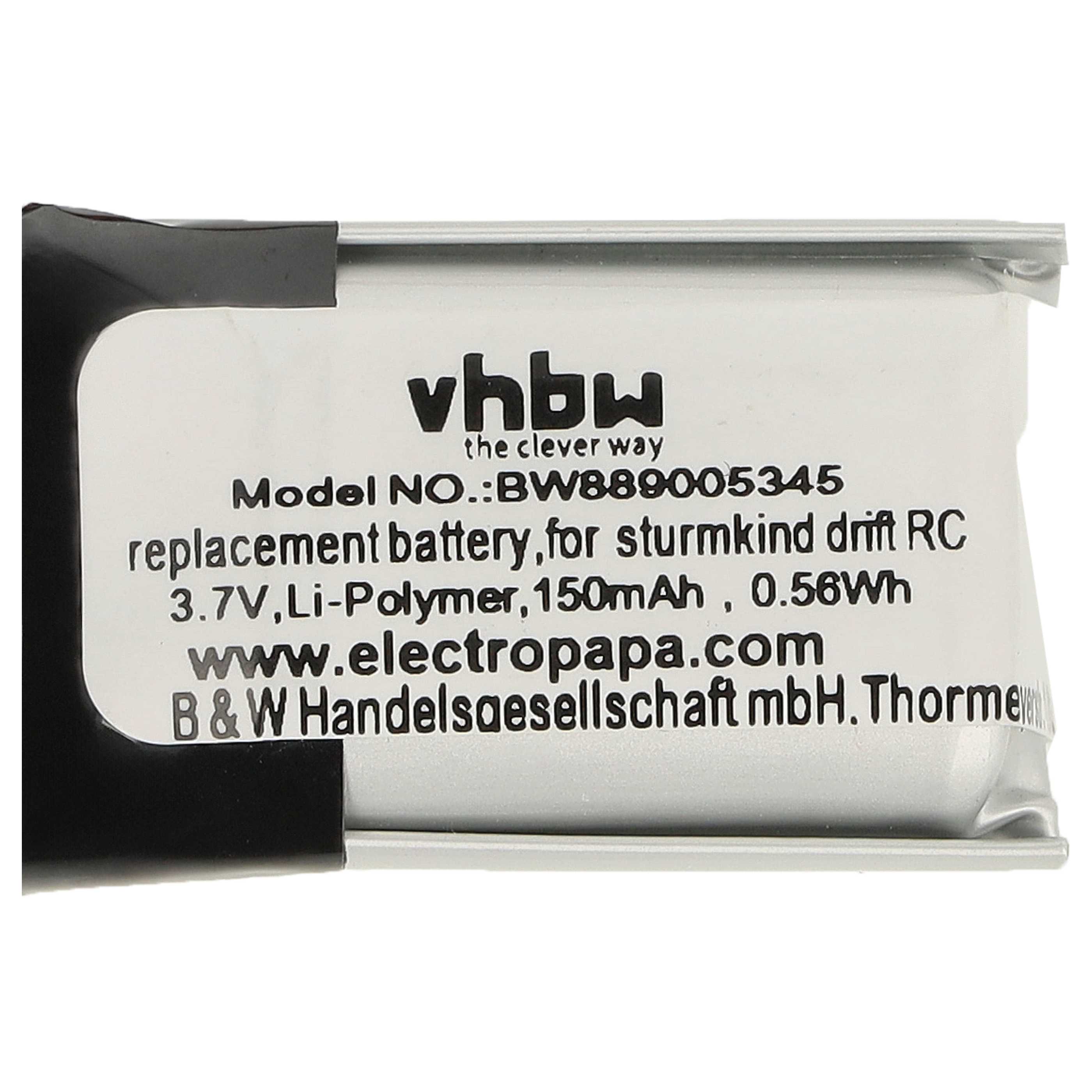 Batteria per modellini RC sostituisce Sturmkind DR!FT 05011 - 150mAh 3,7V Li-Poly, SH1.0-2P Male