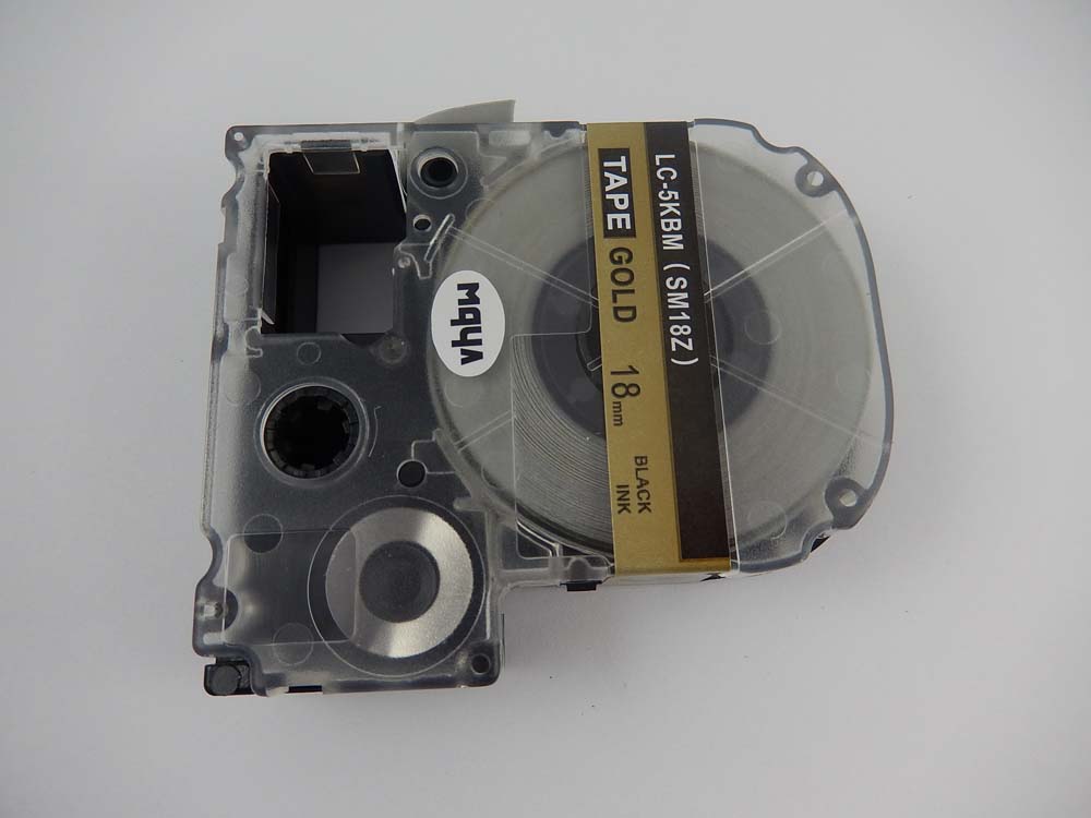 Label Tape as Replacement for Epson LC-5KBM - 18 mm Black to Gold