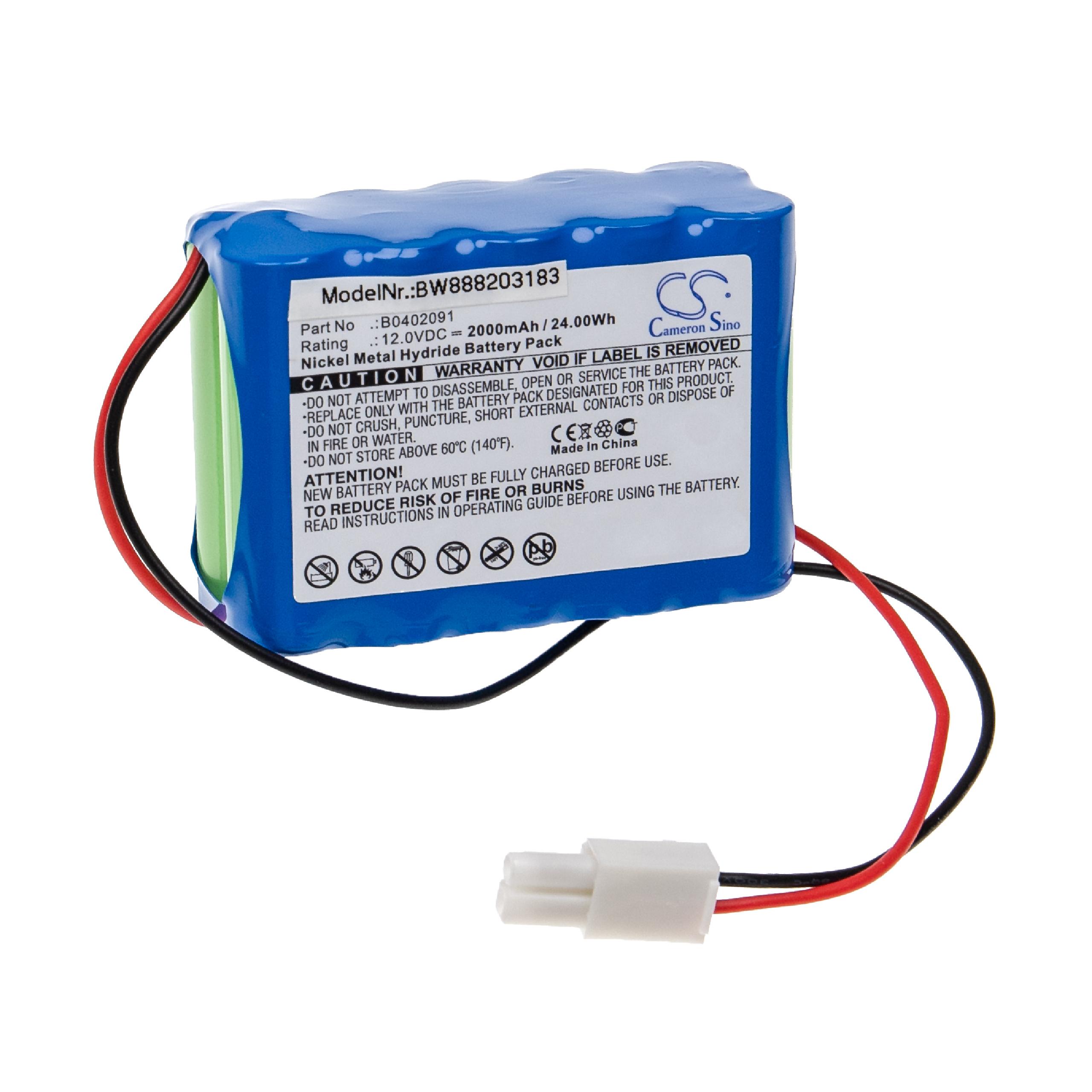 Batterie remplace Aeonmed B0402091 pour appareil médical - 2000mAh 12V NiMH