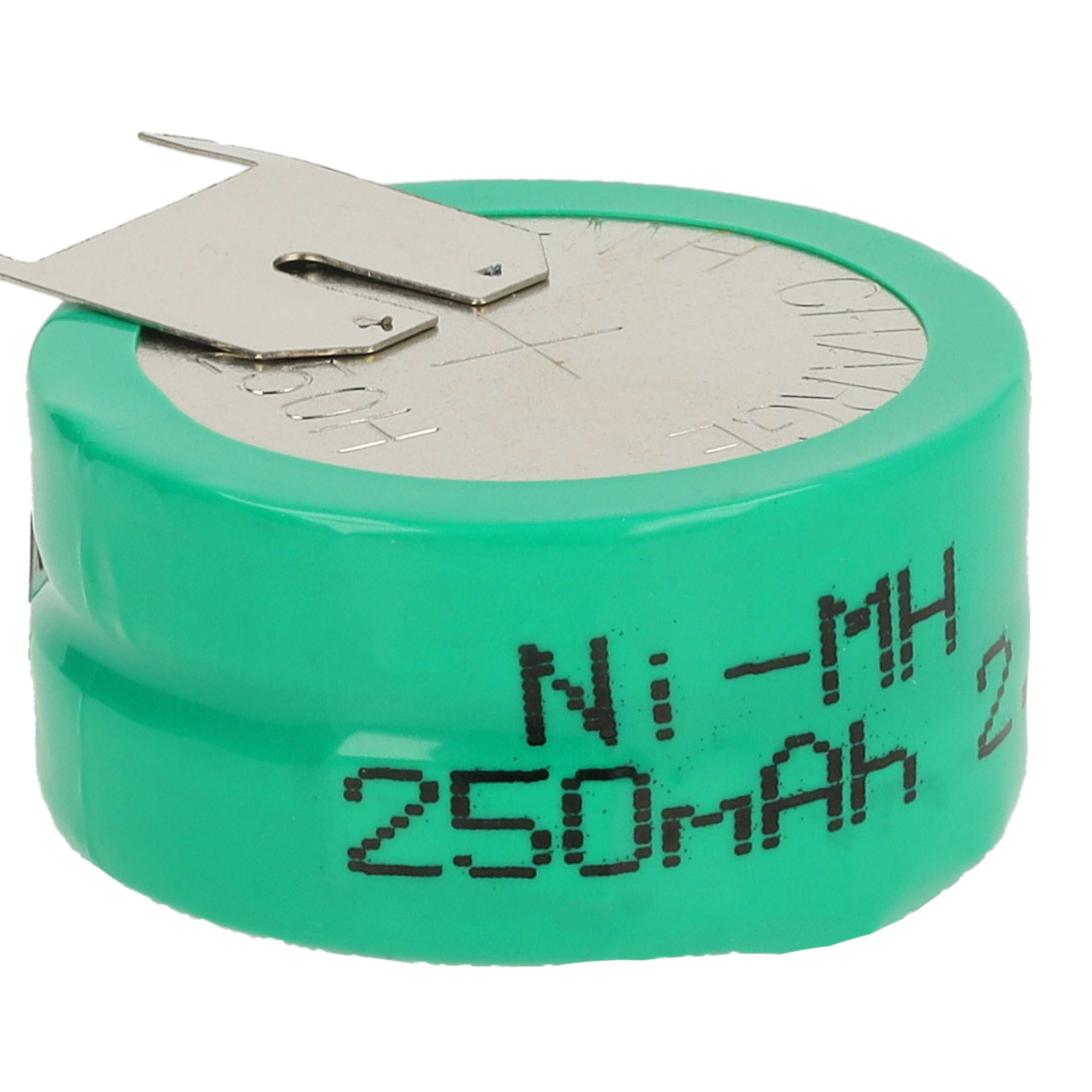 100x Button Cell Battery Type 2/V250H 3 Pins for Model Building Solar Lamps etc. - 250 mAh 2.4 V NiMH