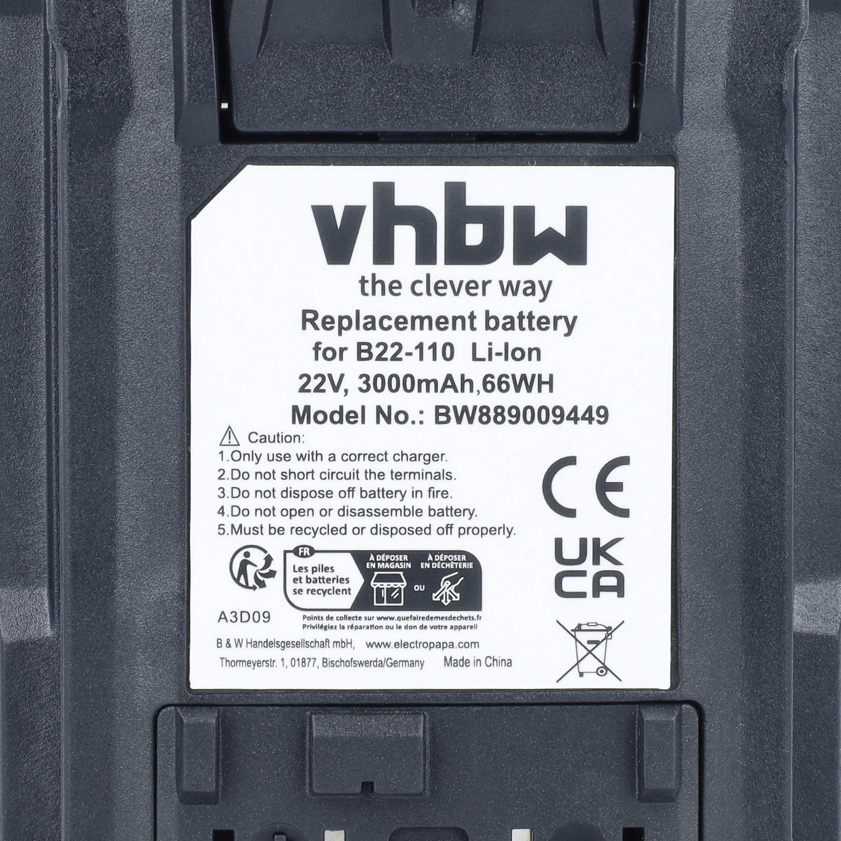 Akku 22V als Ersatz für Hilti B 22-110, B22 - 3Ah, Li-Ion