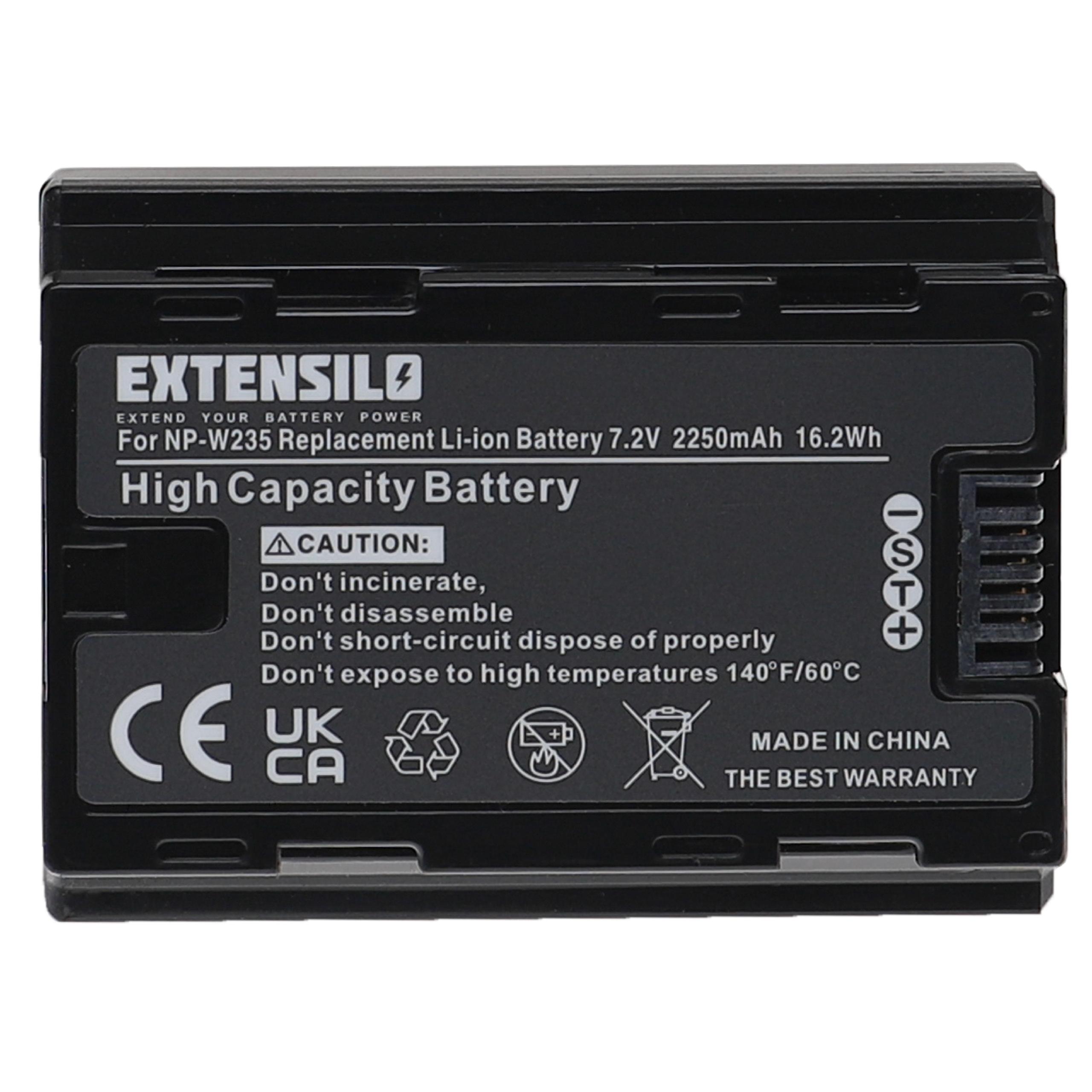 Batterie remplace Fuji / Fujifilm NP-W235 pour appareil photo - 2250mAh 7,2V Li-ion