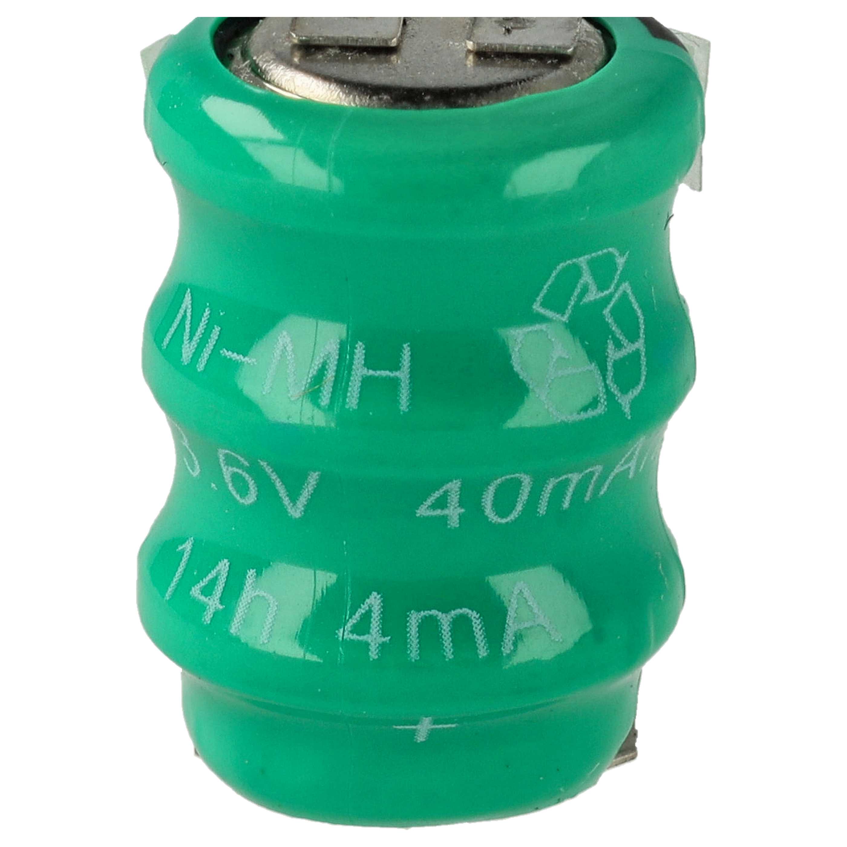 Button Cell Battery Type V40H 3 Pins for Model Building Solar Lamps etc. - 40 mAh 3.6 V NiMH