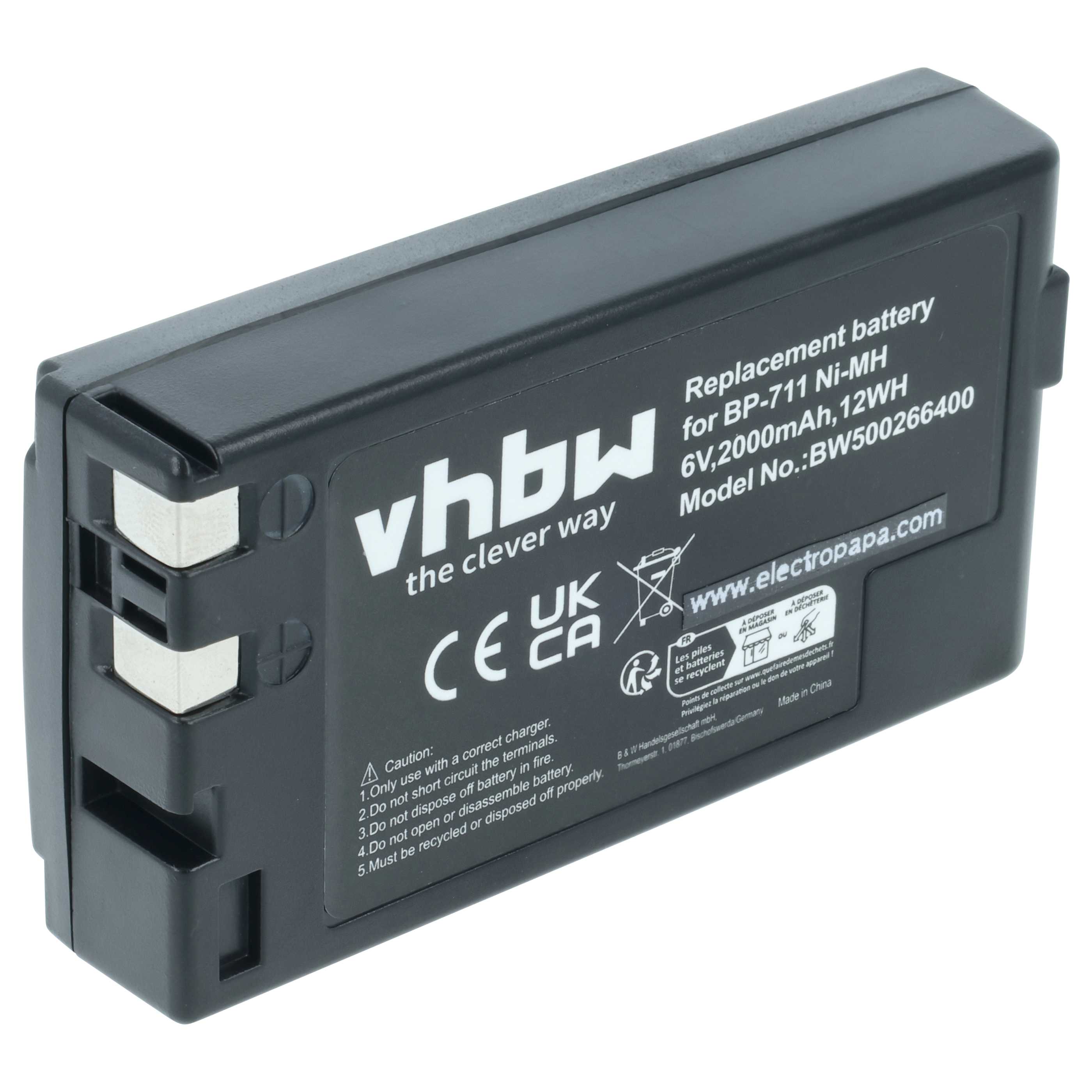Videocamera Battery replaces Canon BP-818, BP-729, BP-726, BP-722D, BP-714, BP-711 - 2000 mAh 6 V NiMH