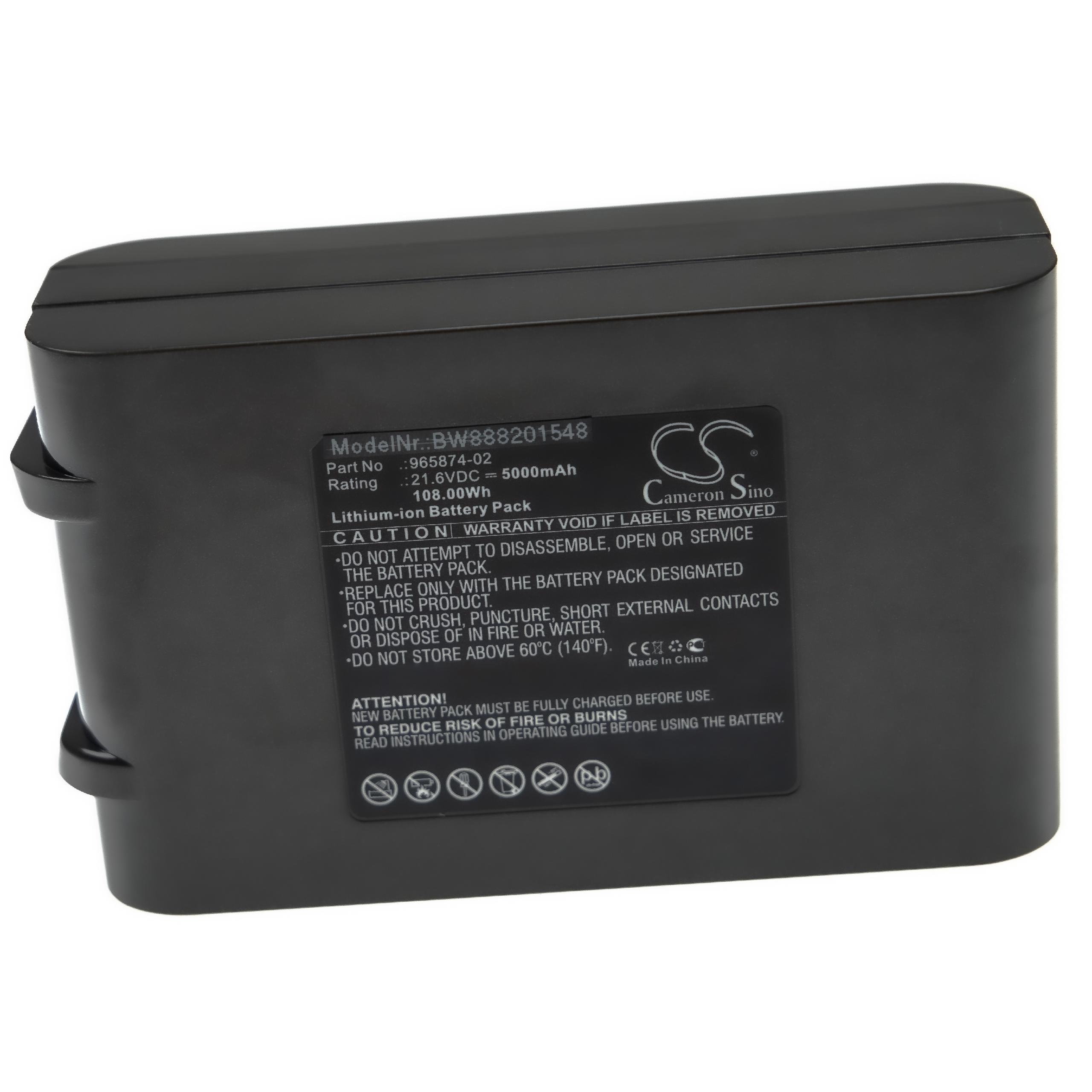 Battery Replacement for Dyson 965874-02, 205794-01/04, 965874-01, 965874-03 for - 5000mAh, 21.6V, Li-Ion