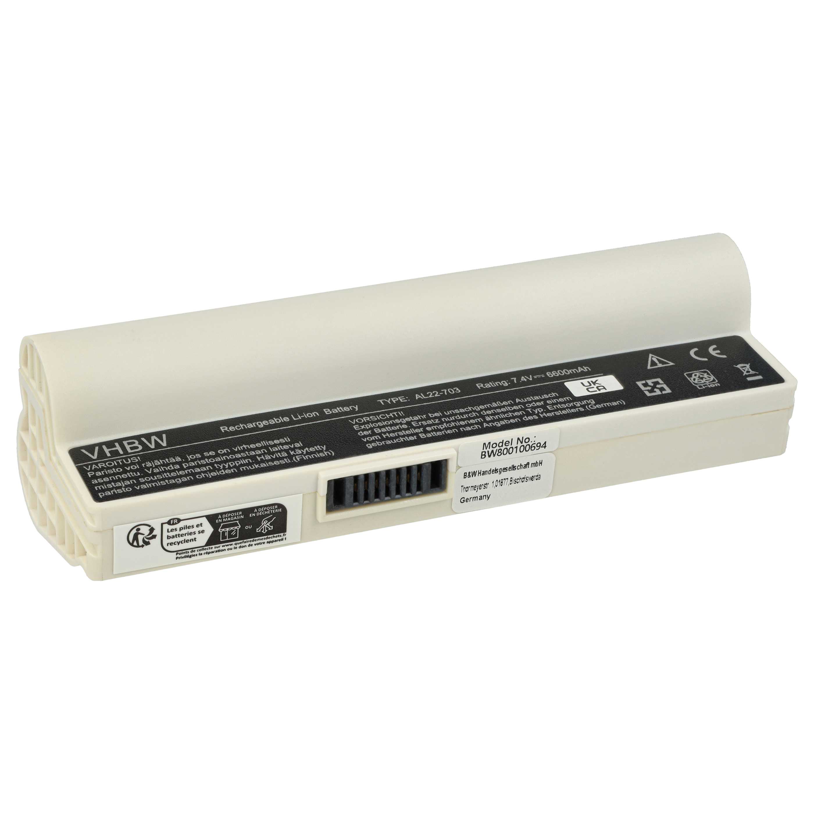 Akumulator do laptopa zamiennik Asus AL22-703 - 6600 mAh 7,4 V Li-Ion, biały