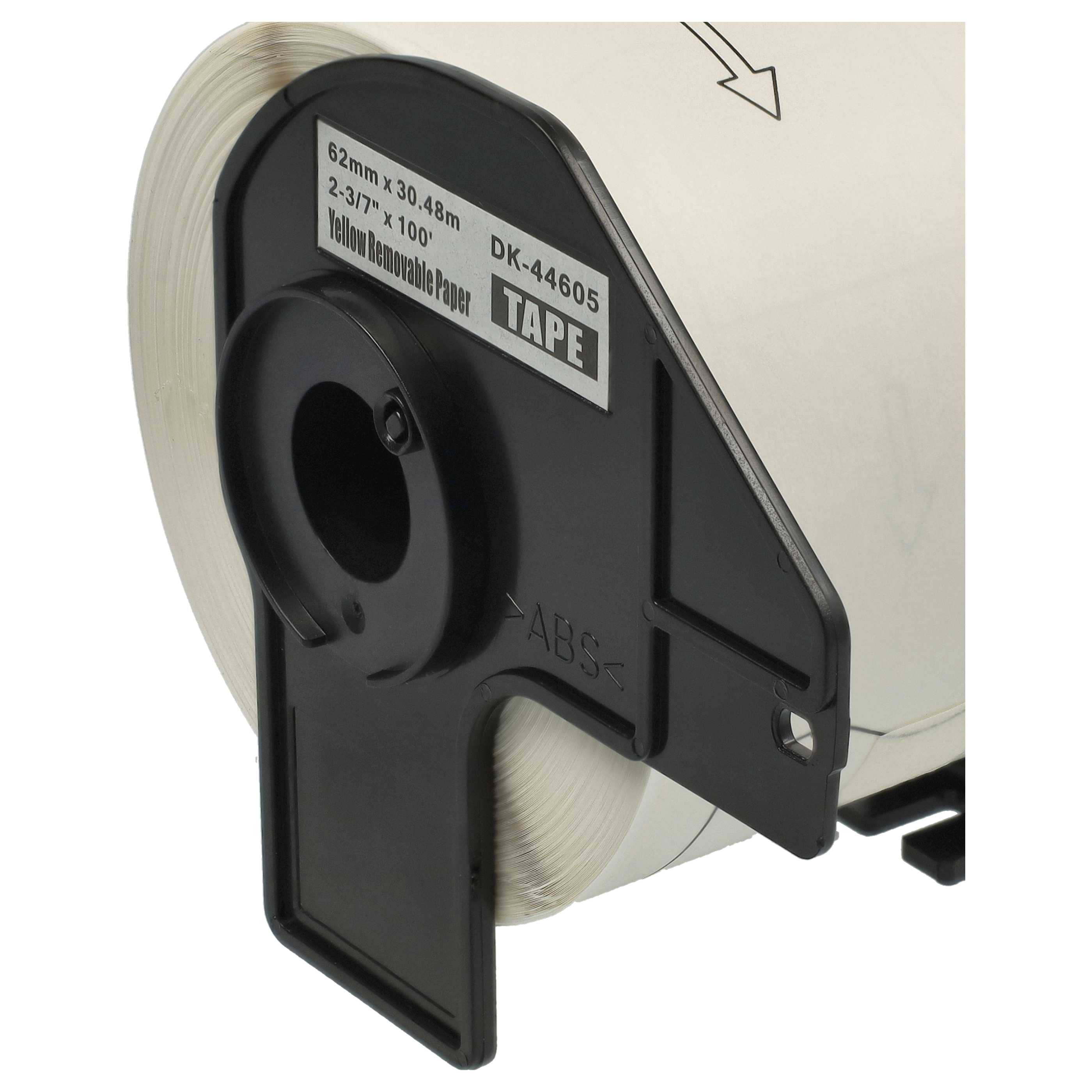 5x Label Roll replaces Brother DK-44605 Labeller - Self-Adhesive 62 mm x 30.48 m + Holder