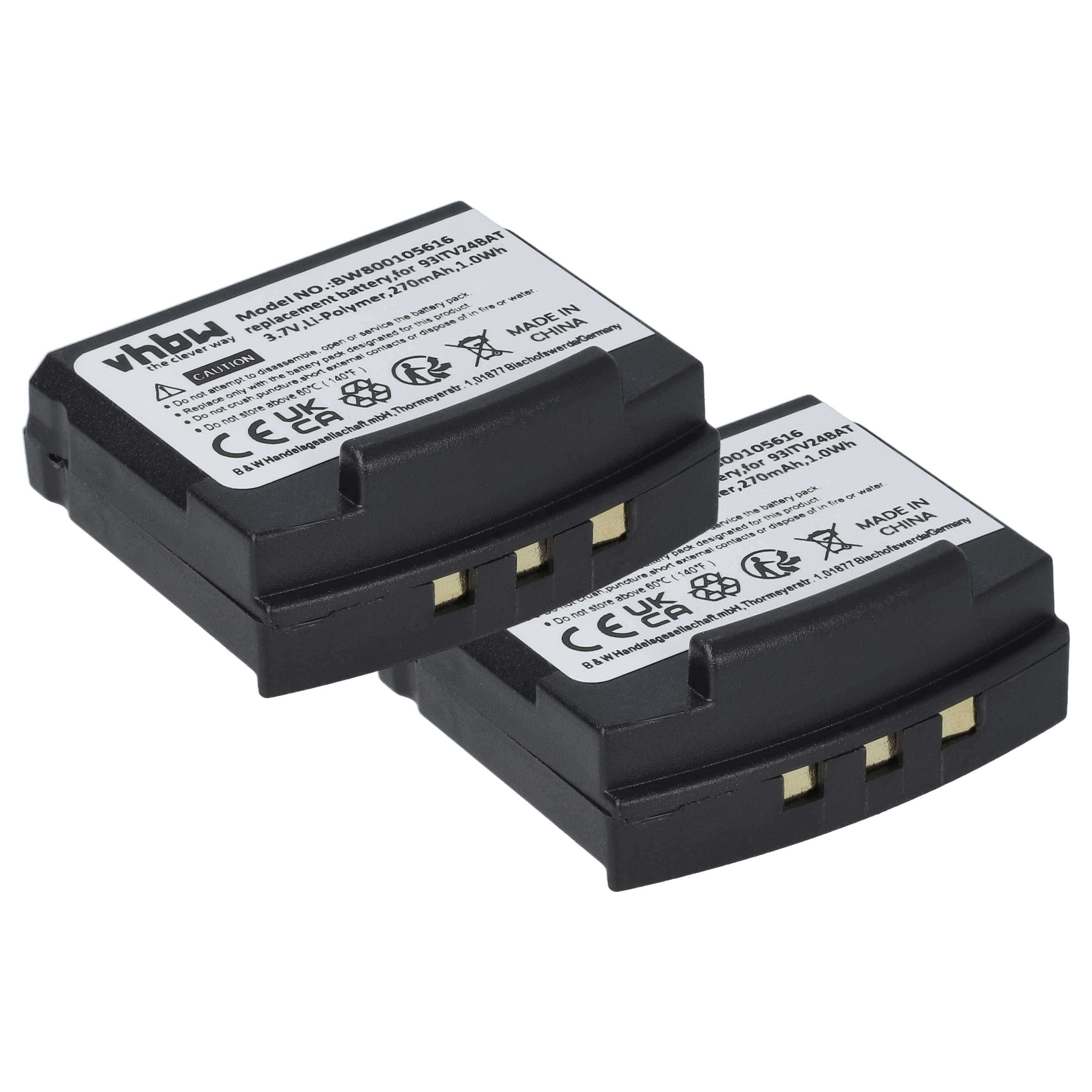 2x Akumulator do słuchawek bezprzewodowych zamiennik Amplicomms 93ITV24BAT - 270 mAh 3,7 V LiPo