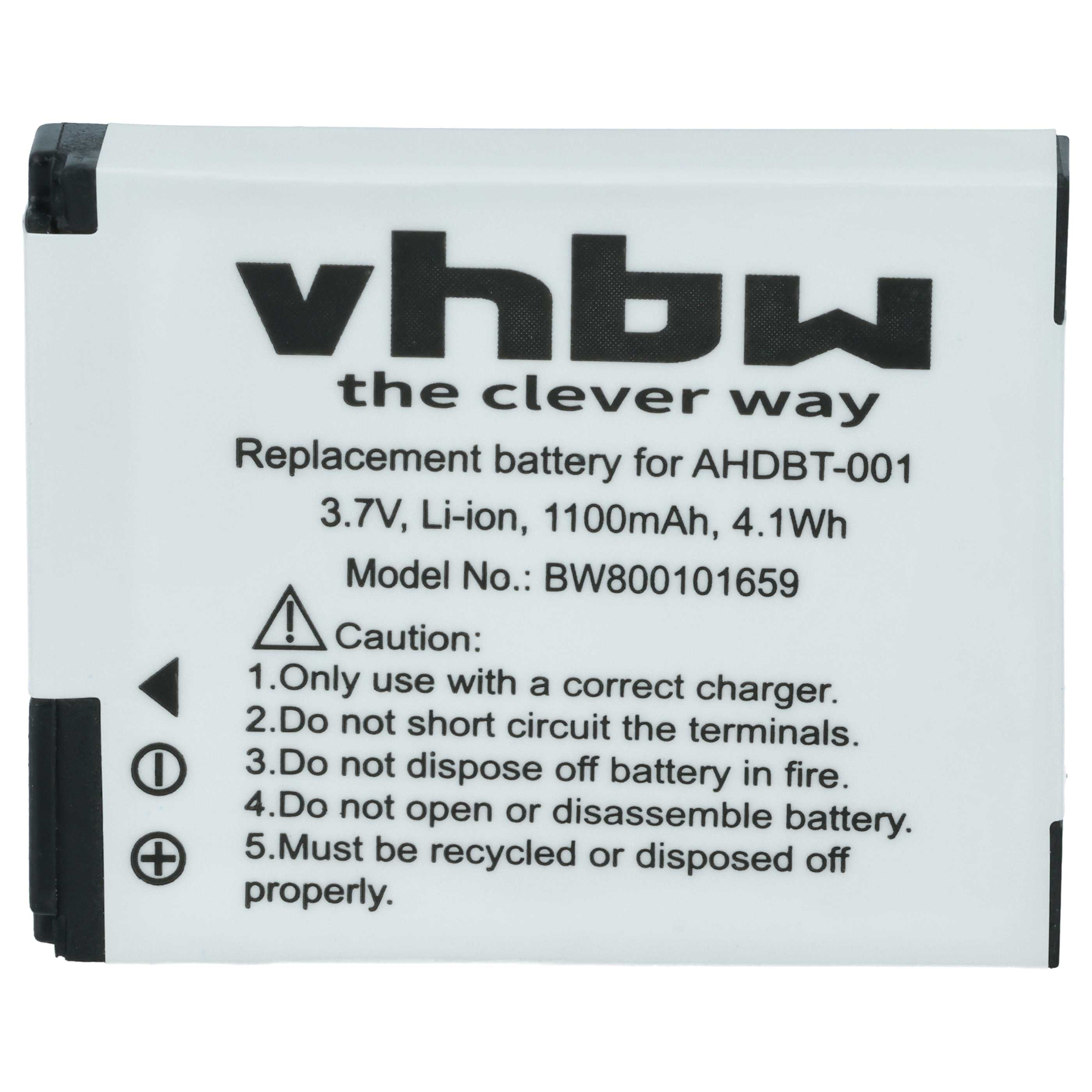 Videocamera Battery replaces GoPro ABPAK-001, AHDBT-002, AHDBT-001 - 1100 mAh 3.7 V Li-Ion