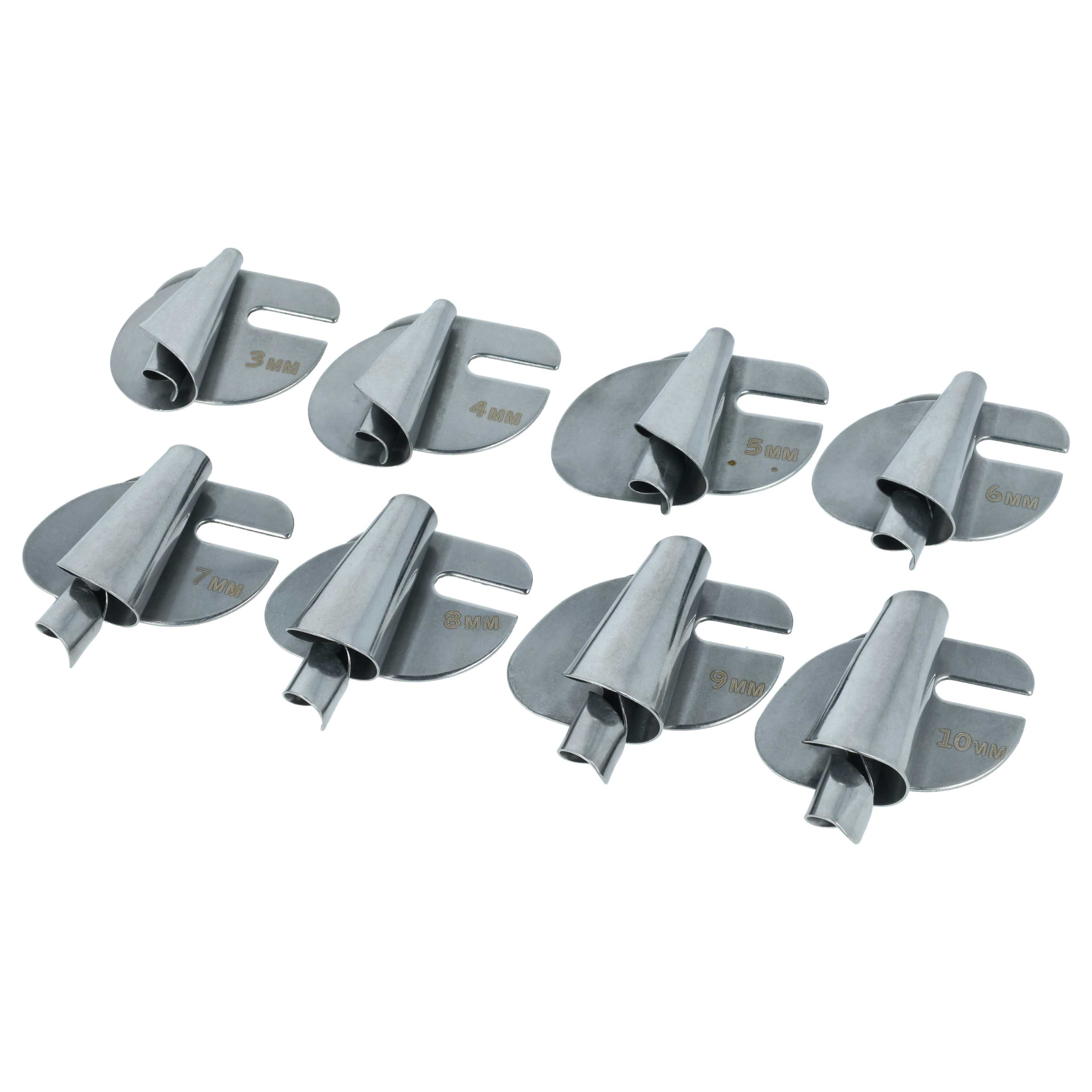 8x Rollsaumfuß passend für Nähmaschinen - In 8 Größen, 3/4/5/6/7/8/9/10 mm, Metall