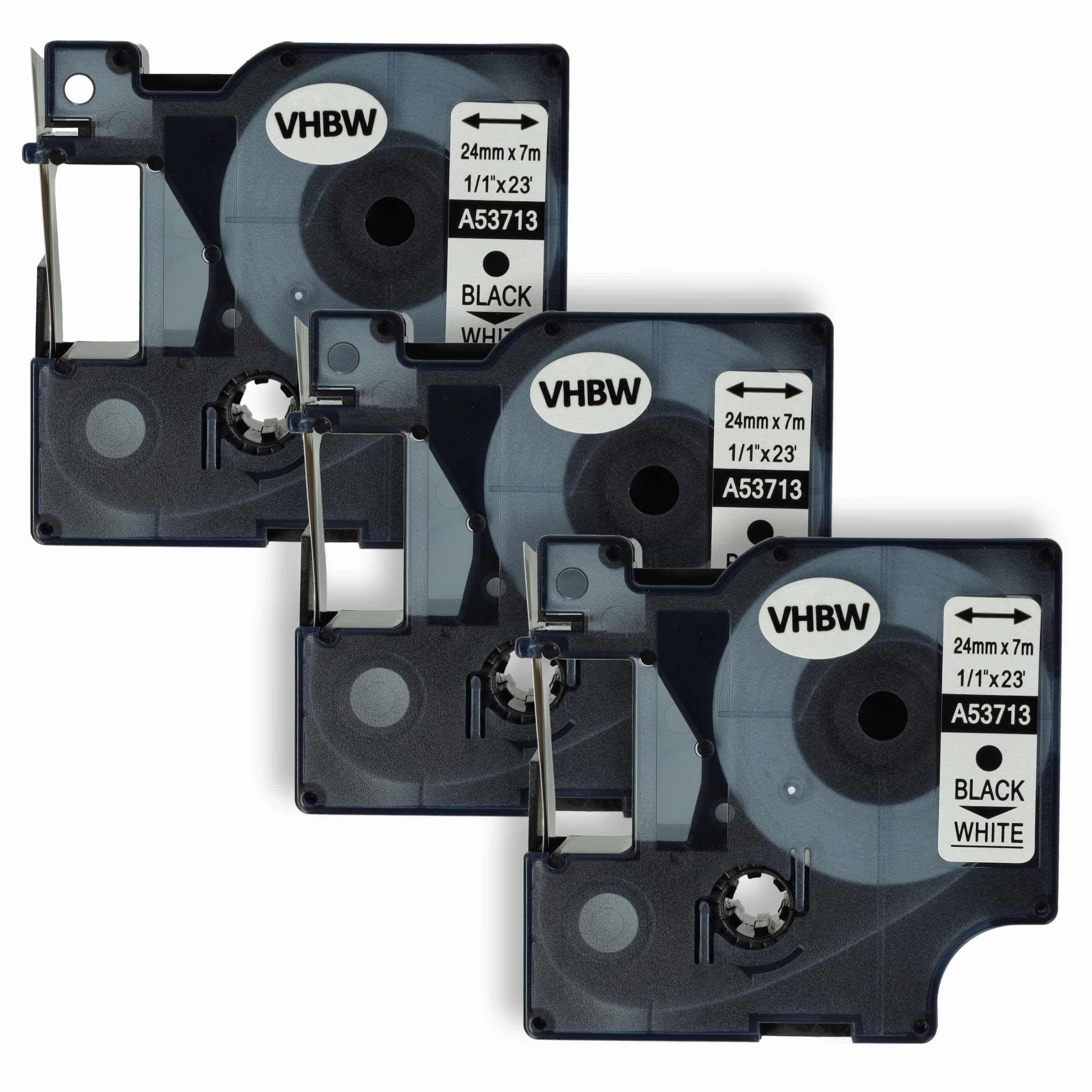 3x Label Tape replaces Dymo D1, 53713 - 24 mm Black to White