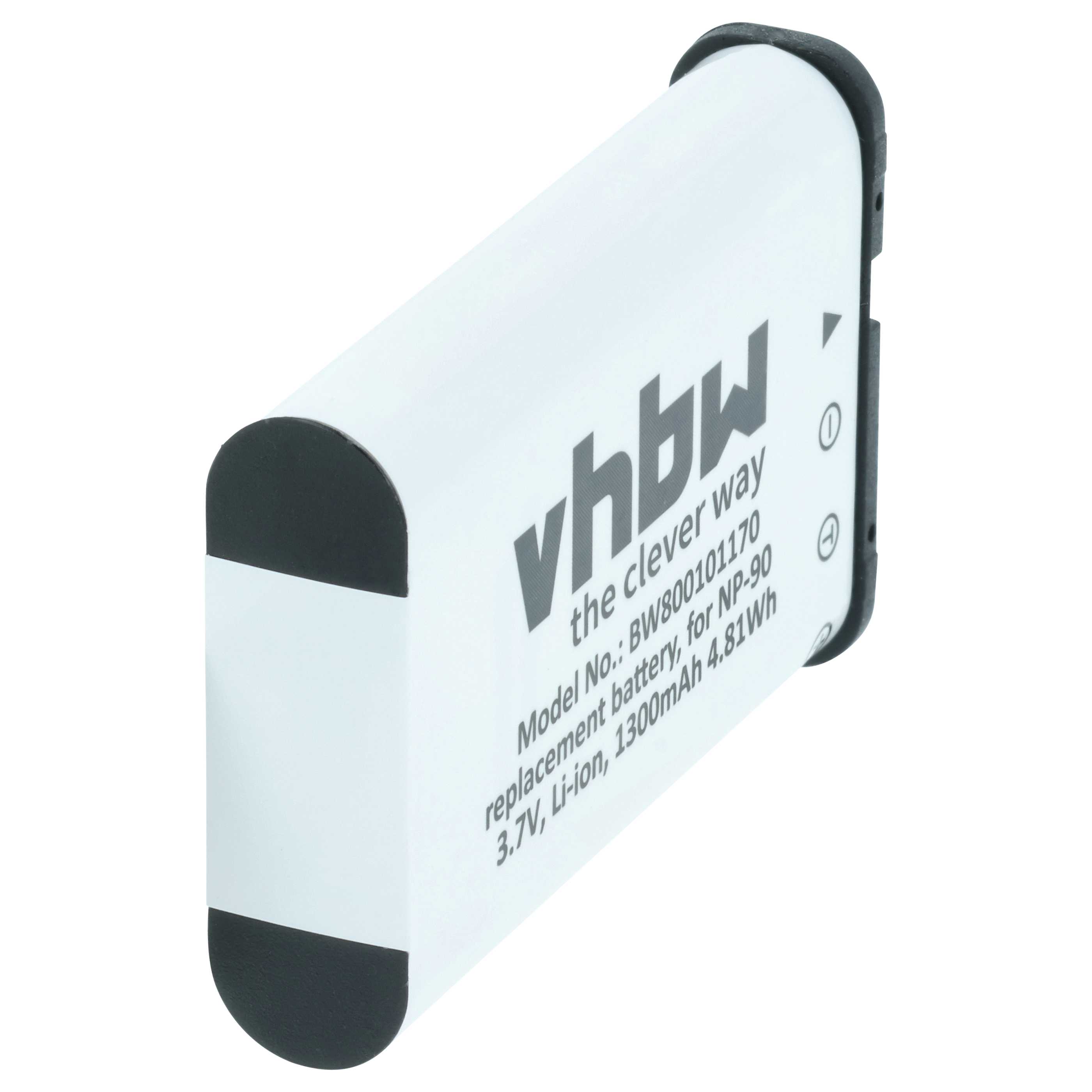 2x Battery replaces Casio NP-90 - 1300mAh, 3.6V, Li-Ion
