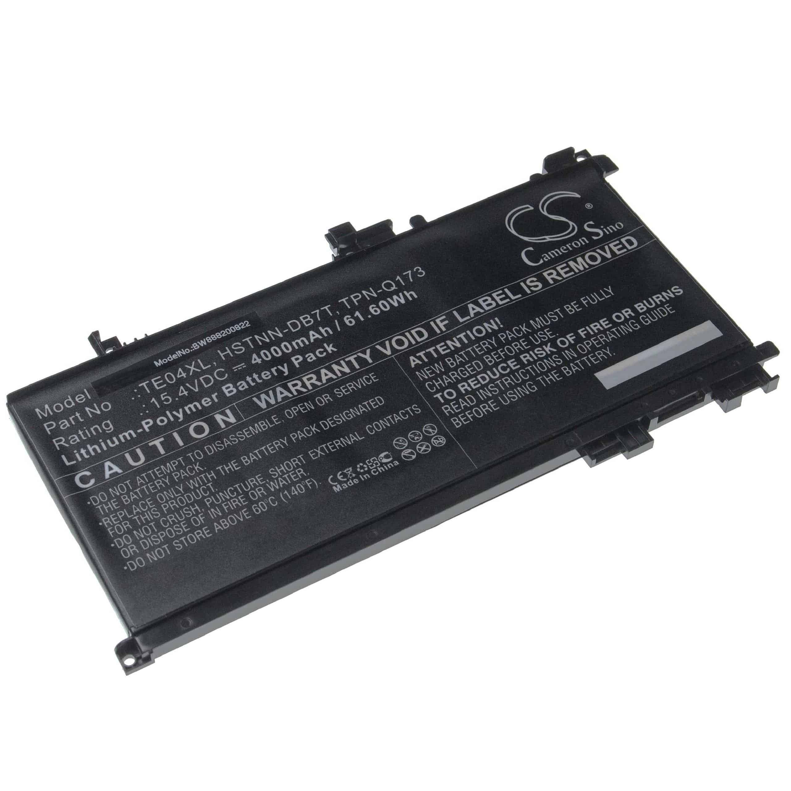 Batterie remplace HP 15-AX033TX, 905175-271 pour ordinateur portable - 4000mAh 15,4V Li-polymère, noir