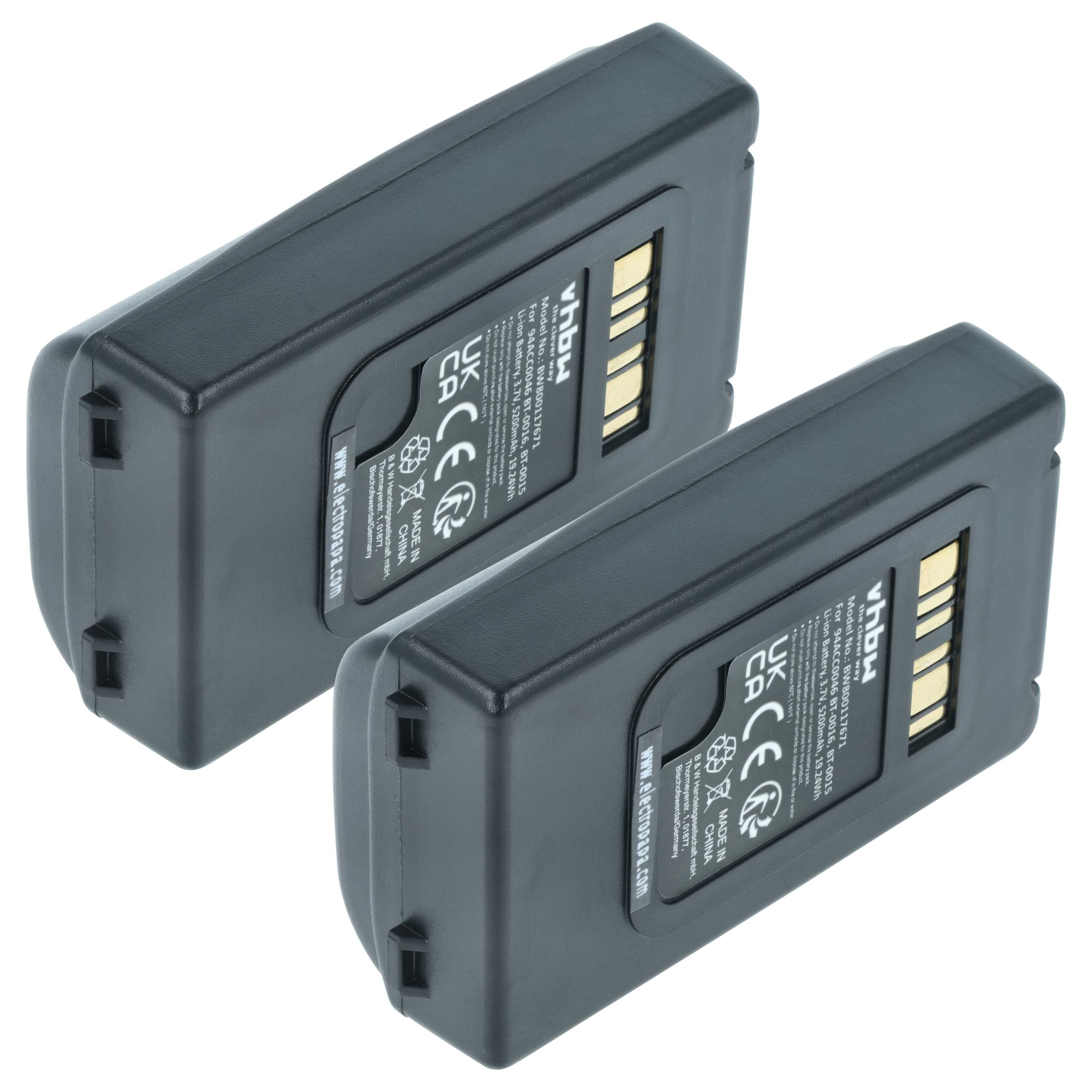 2x Battery replaces Datalogic 94ACC0048, BT-0015, 94ACC0046 for Datalogic Barcode Scanner POS - 5200 mAh 3.7 V