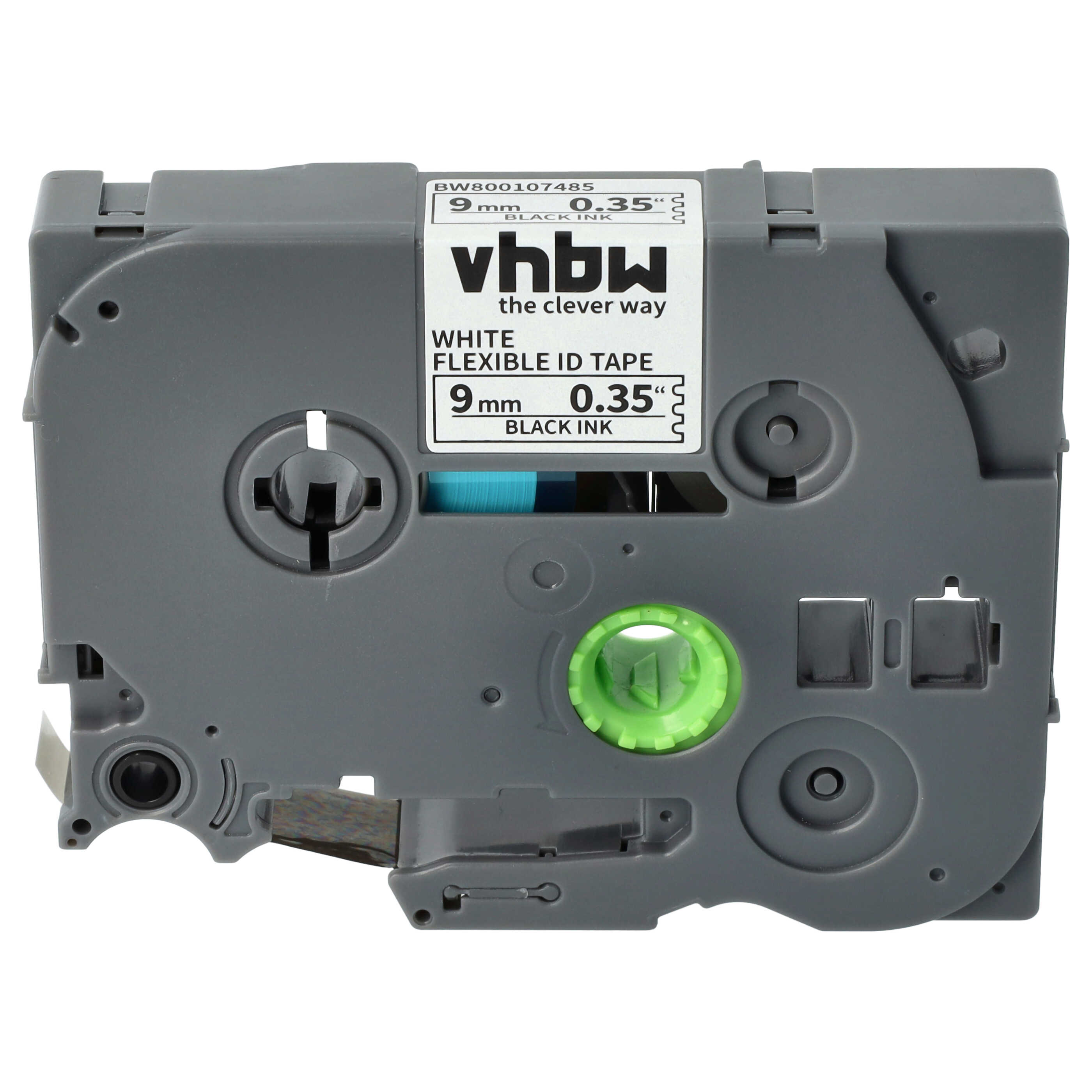 Label Tape as Replacement for Brother TZE-FX221, TZ-FX221 - 9 mm Black to White, Flexible