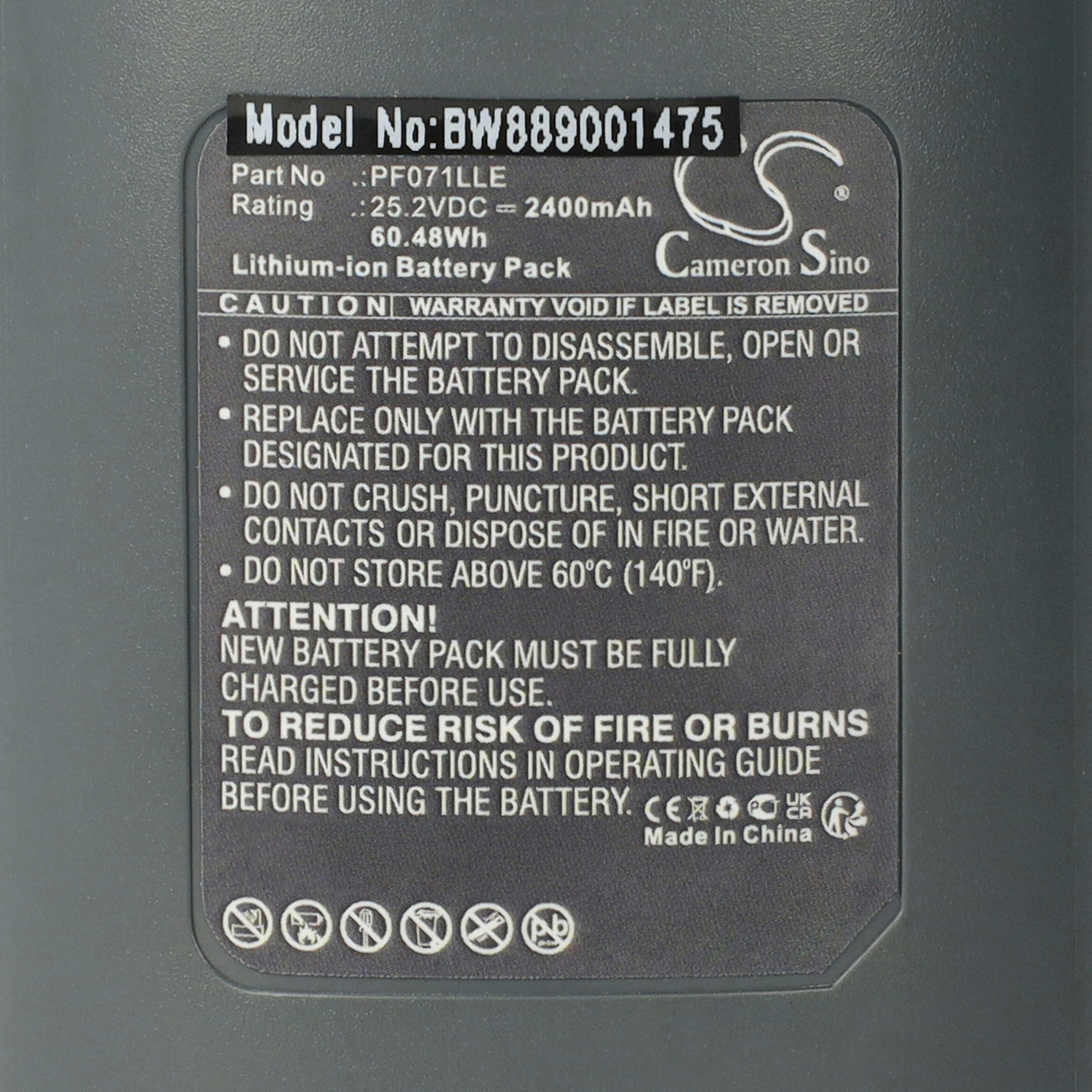 Batteria sostituisce Severin 1698048, ZB 7226 per aspirapolvere - 2400mAh 25,2V Li-Ion