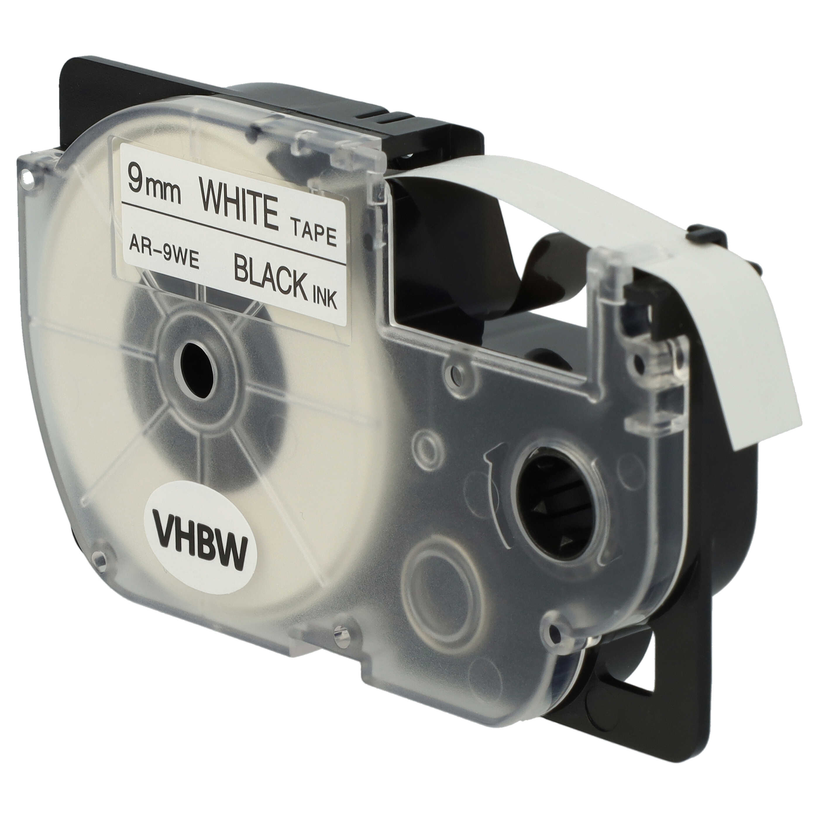 50x Label Tape replaces Casio XR-9WE1, XR-9WE - 9 mm Black to White