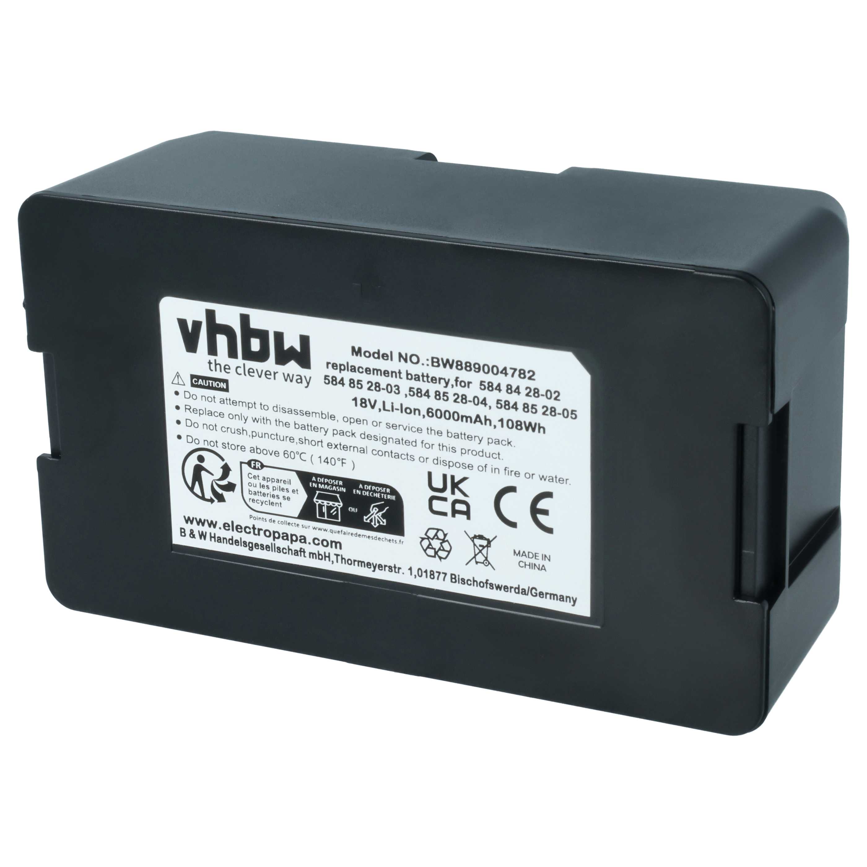 Batteria sostituisce Husqvarna 5848228-01, 584 84 28-02, 5848428-02 per tagliaerba - 6Ah 18V Li-Ion