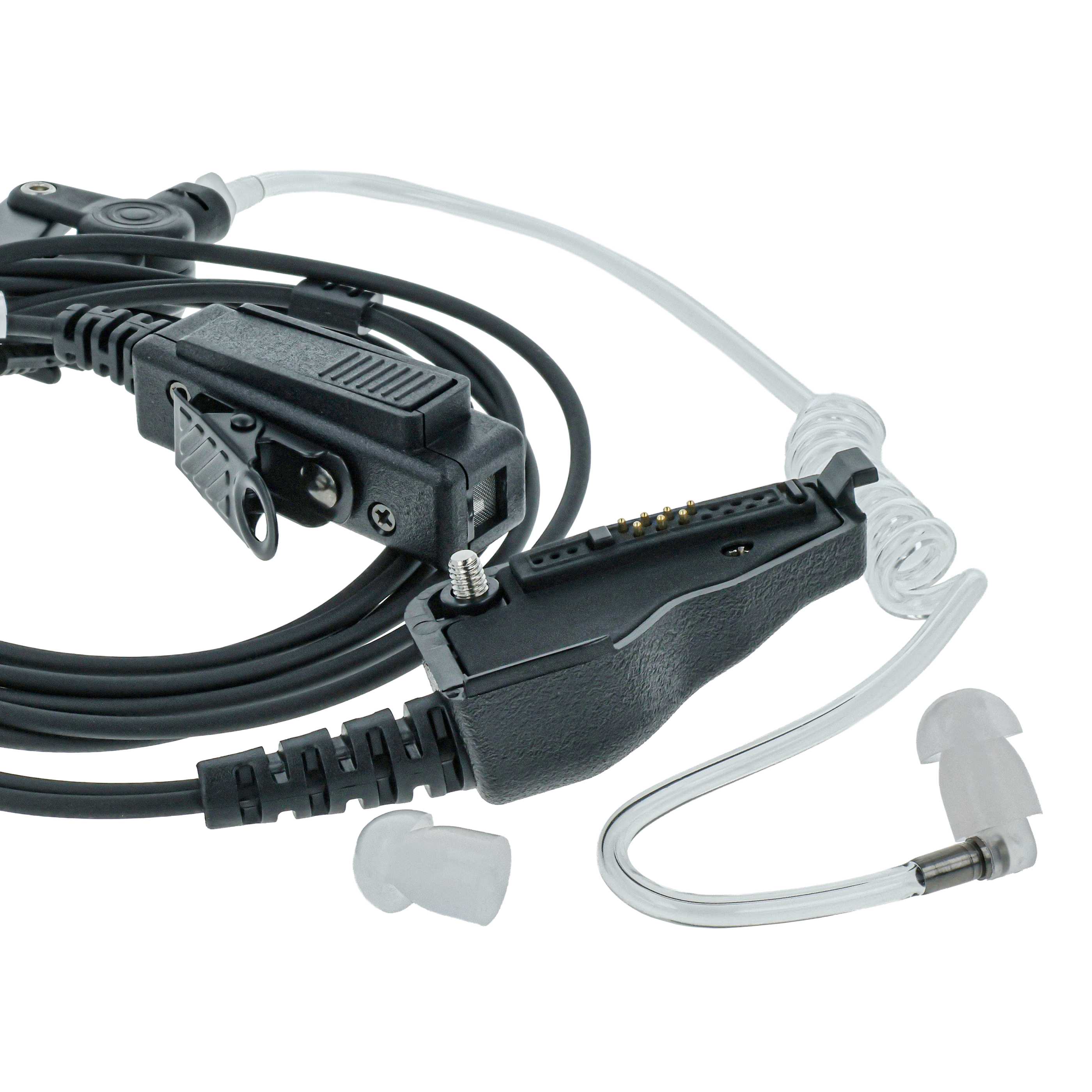 Security Radio Headset suitable for Kenwood TK-2140E - with PTT Microphone + Clip Mount + Phono Cable