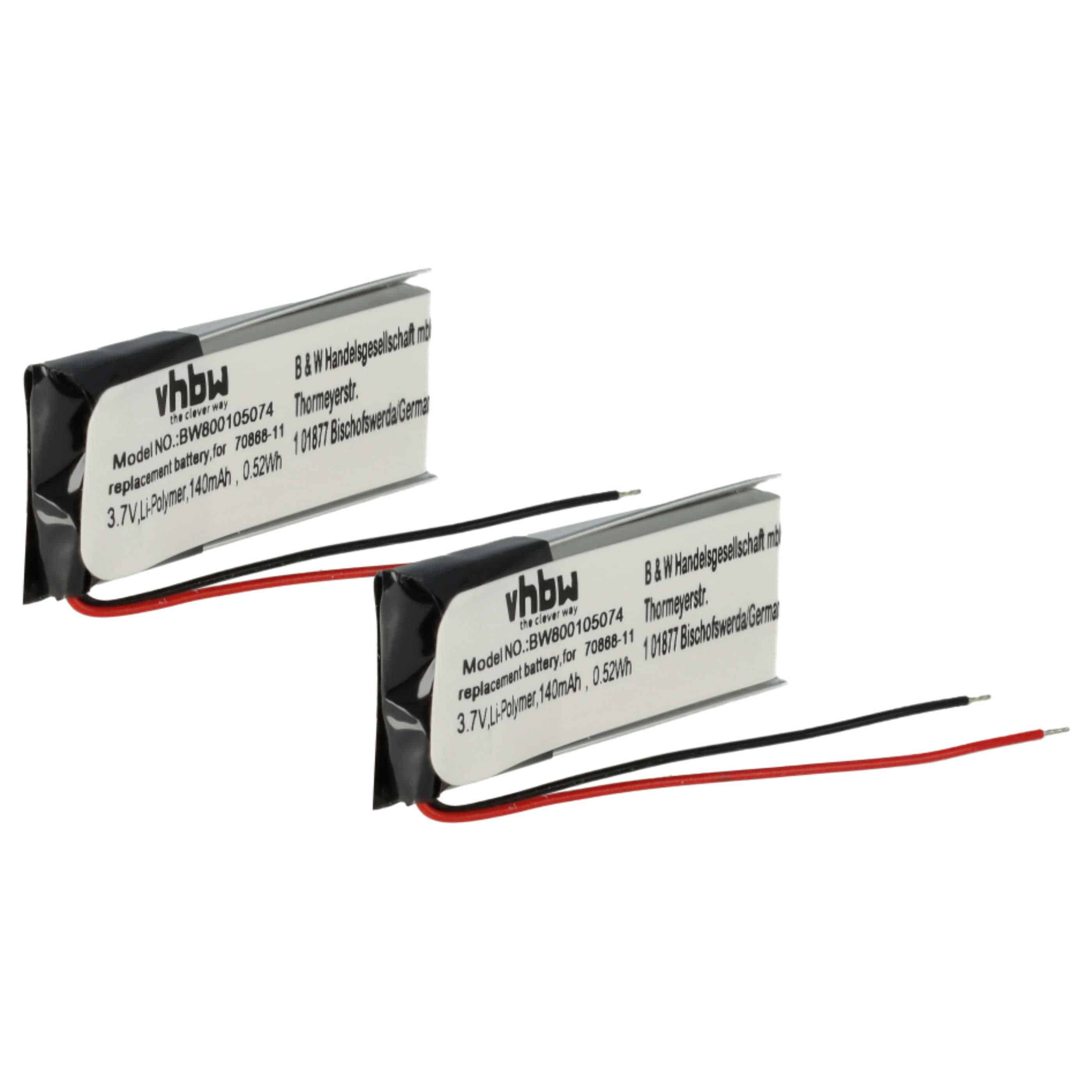 2x Akumulator do słuchawek bezprzewodowych zamiennik Jabra AHB371030PA, 73366-01, 70868-1 - 140 mAh 3,7 V LiPo