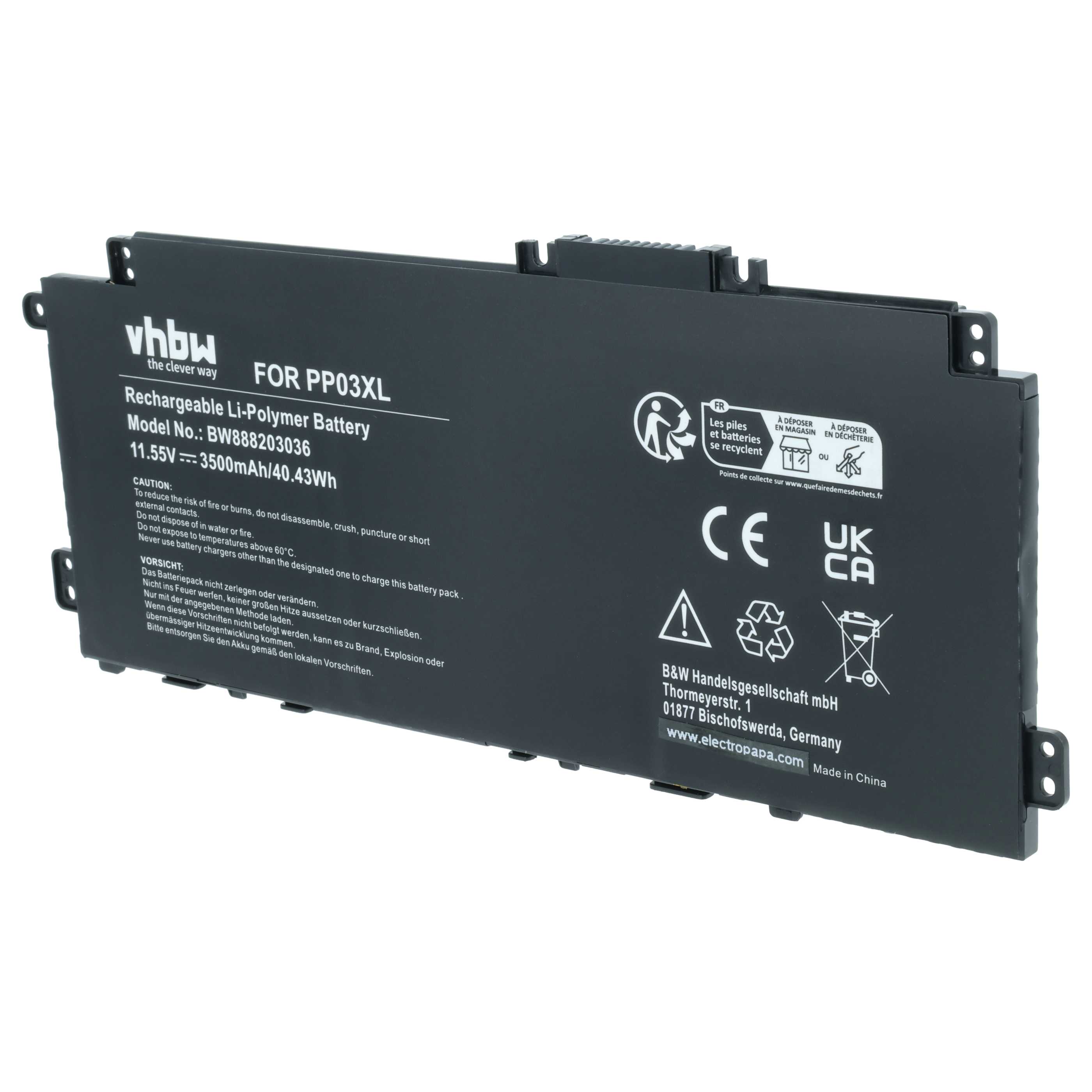 Akumulator do laptopa zamiennik HP HSTNN-DB9X, L83388-421, HSTNN-OB1P, HSTNN-LB8S - 3500 mAh 11,55 V LiPo