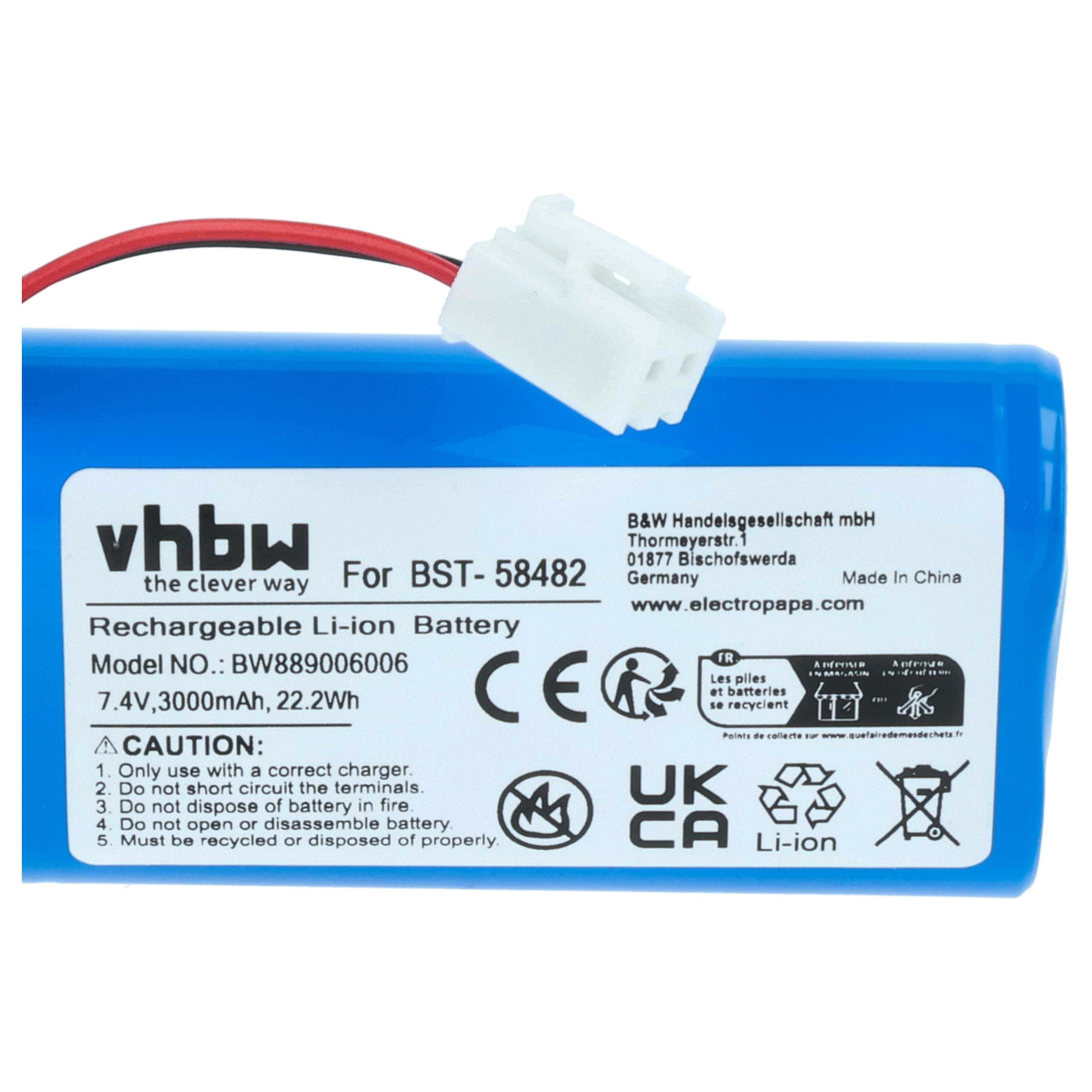 Batterie remplace BST-58482 nettoyeur de piscine - 3000mAh 7,4V Li-ion