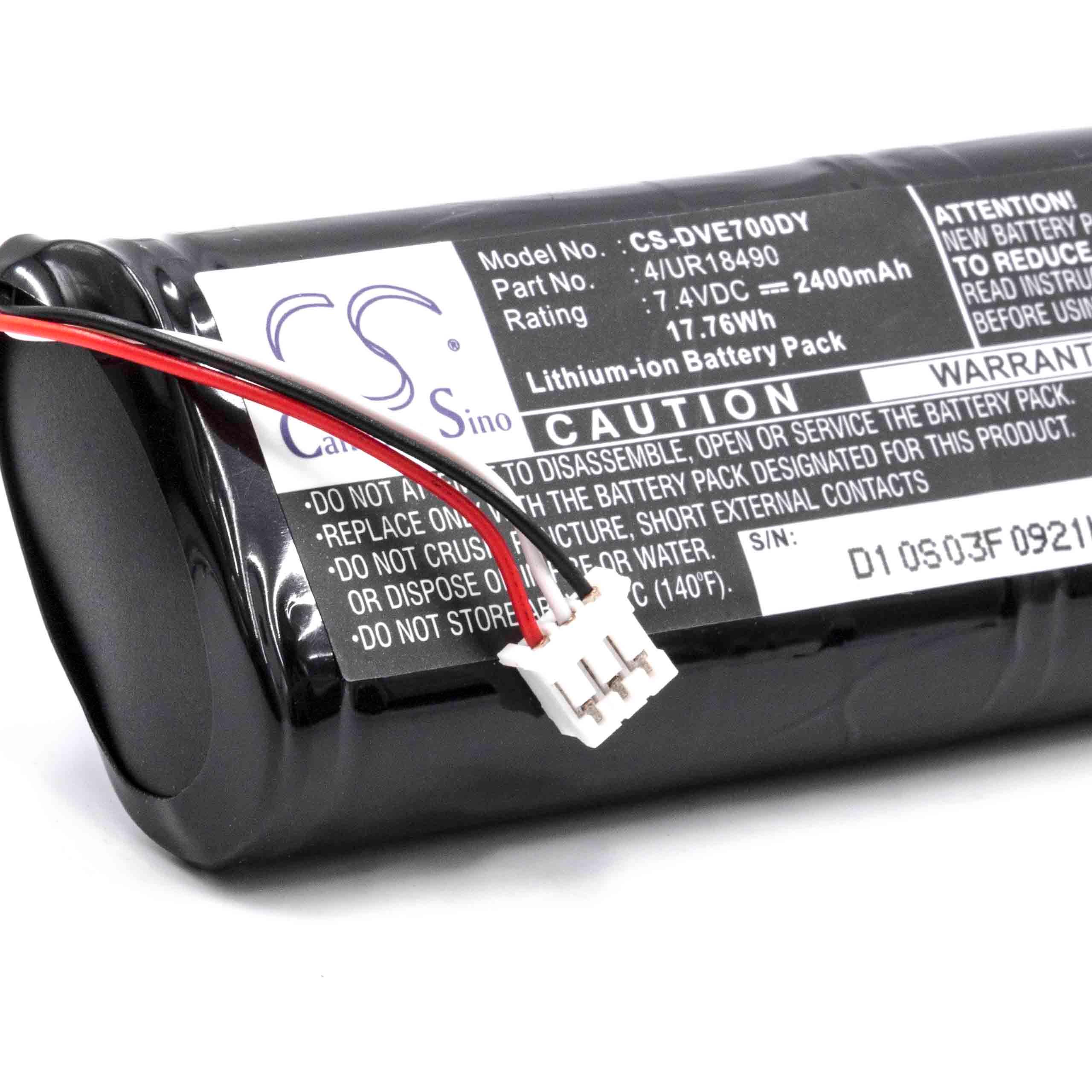 Batterie remplace Sony 4/UR18490 pour lecteur portable de DVD - 2400mAh 7,4V Li-ion