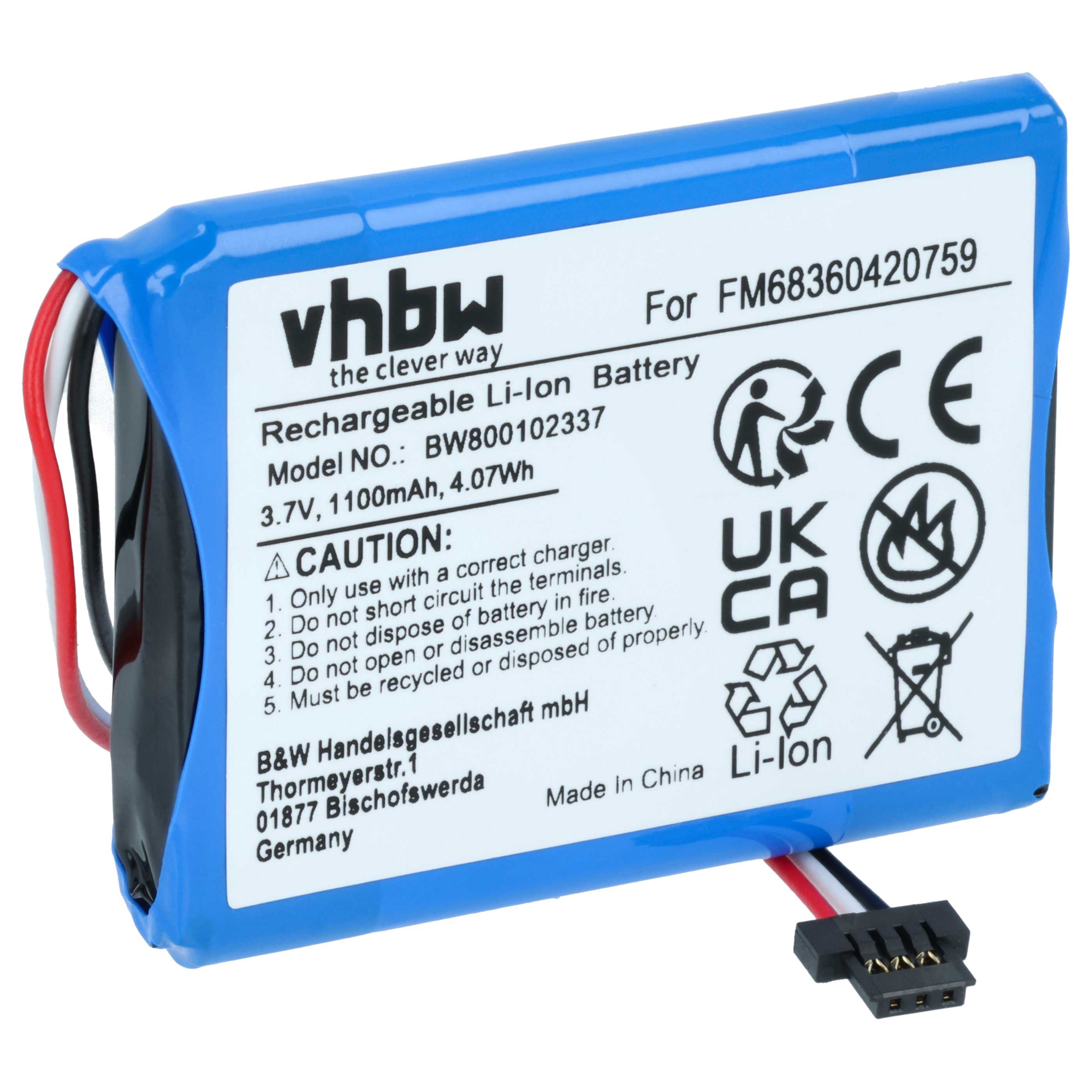Akumulator do nawigacji GPS zamiennik TomTom VF3, FM68360420759 - 1100 mAh 3,7 V Li-Ion