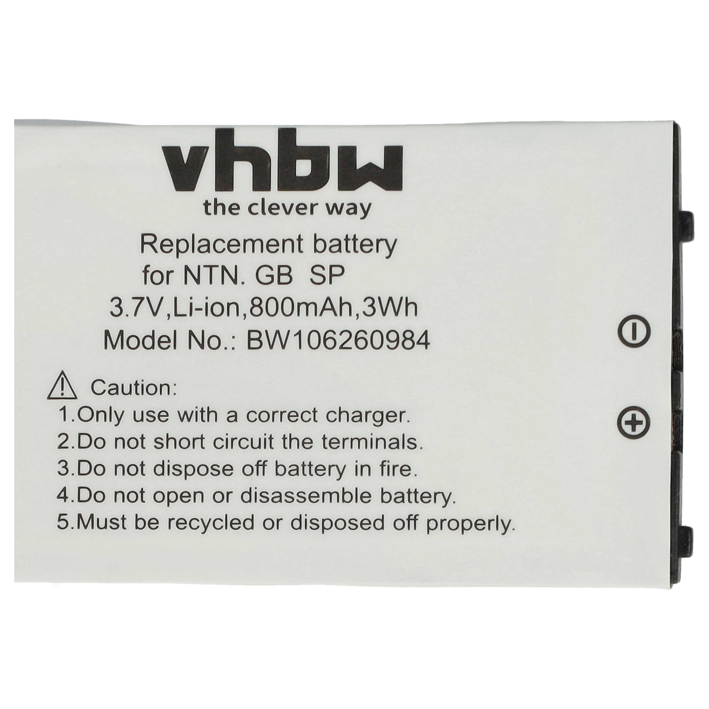 Games Console 2x Battery replaces Nintendo BT-M12, SAM-SPRBP, BAT-GBASP-1LI - 800 mAh 3.7 V Li-Ion