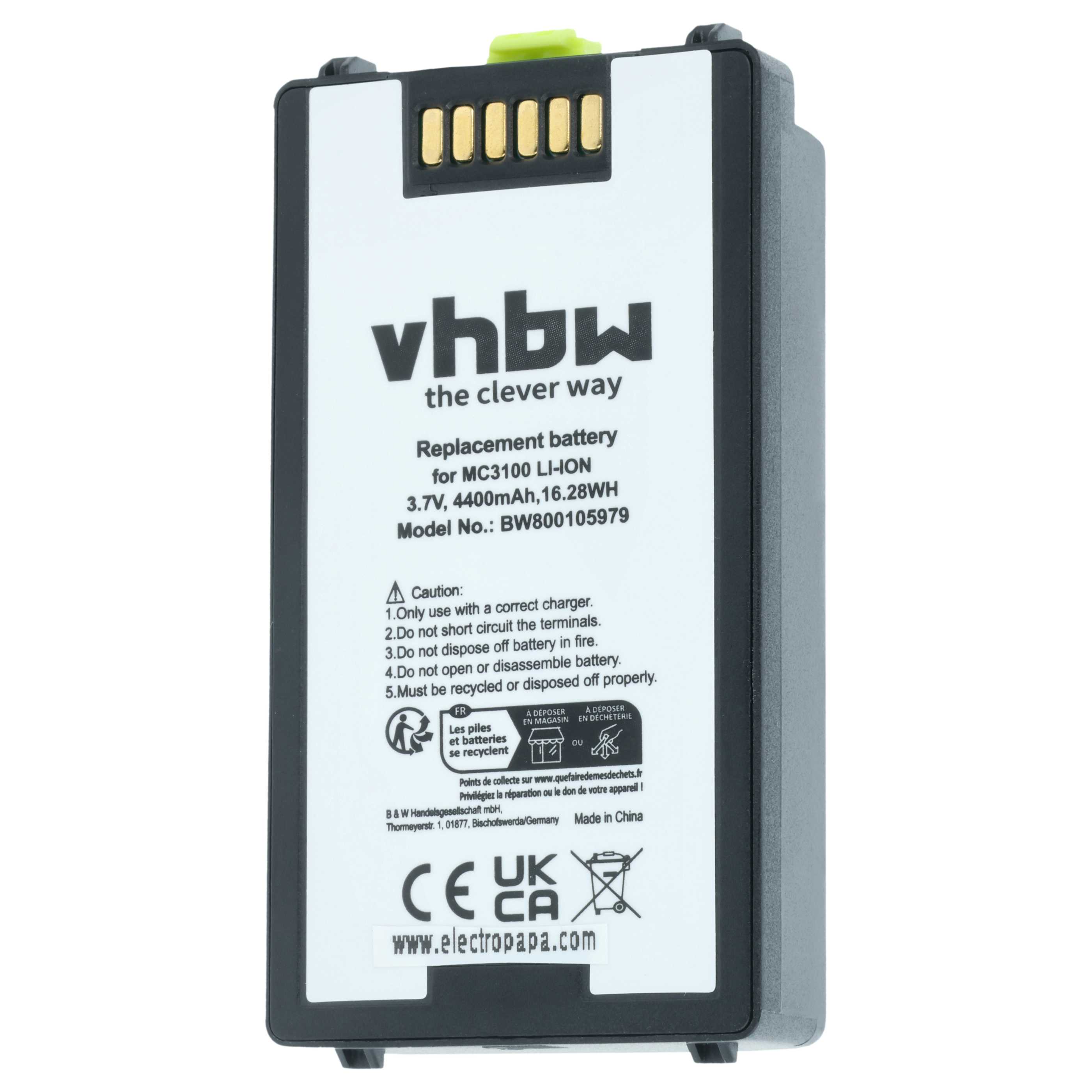 Akku als Ersatz für Symbol 82-127909-02, BTRY-MC31KAB02 für Symbol Barcodescanner - 4400mAh 3,7V Li-Ion