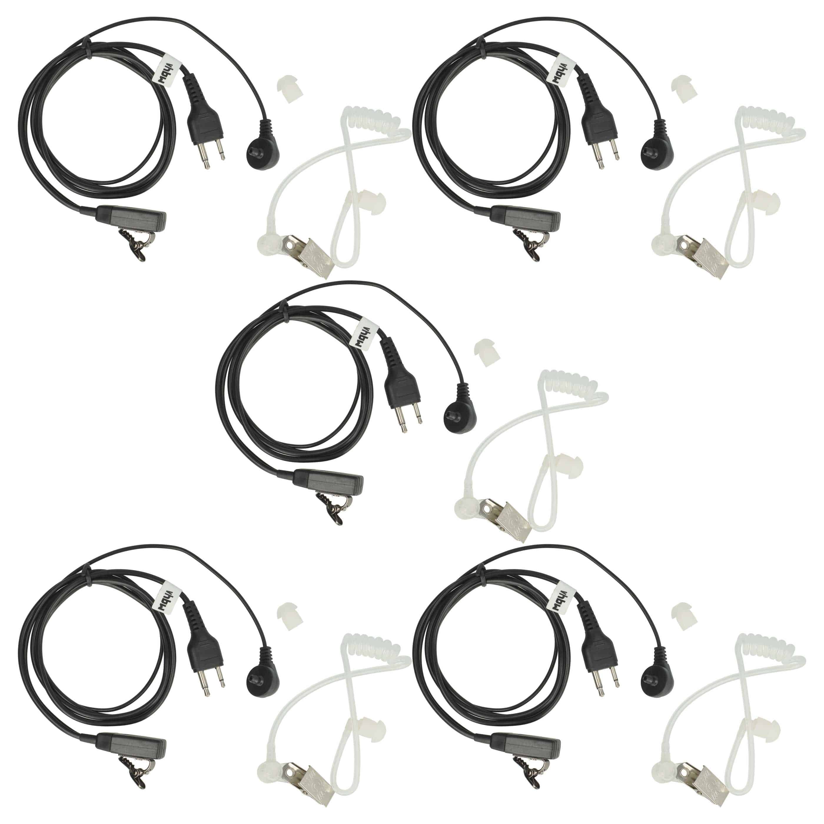 5x Security Headset suitable for Motorola GP680 ATEX Radio - "Take Call Button", Clip Mount + Phono Cable