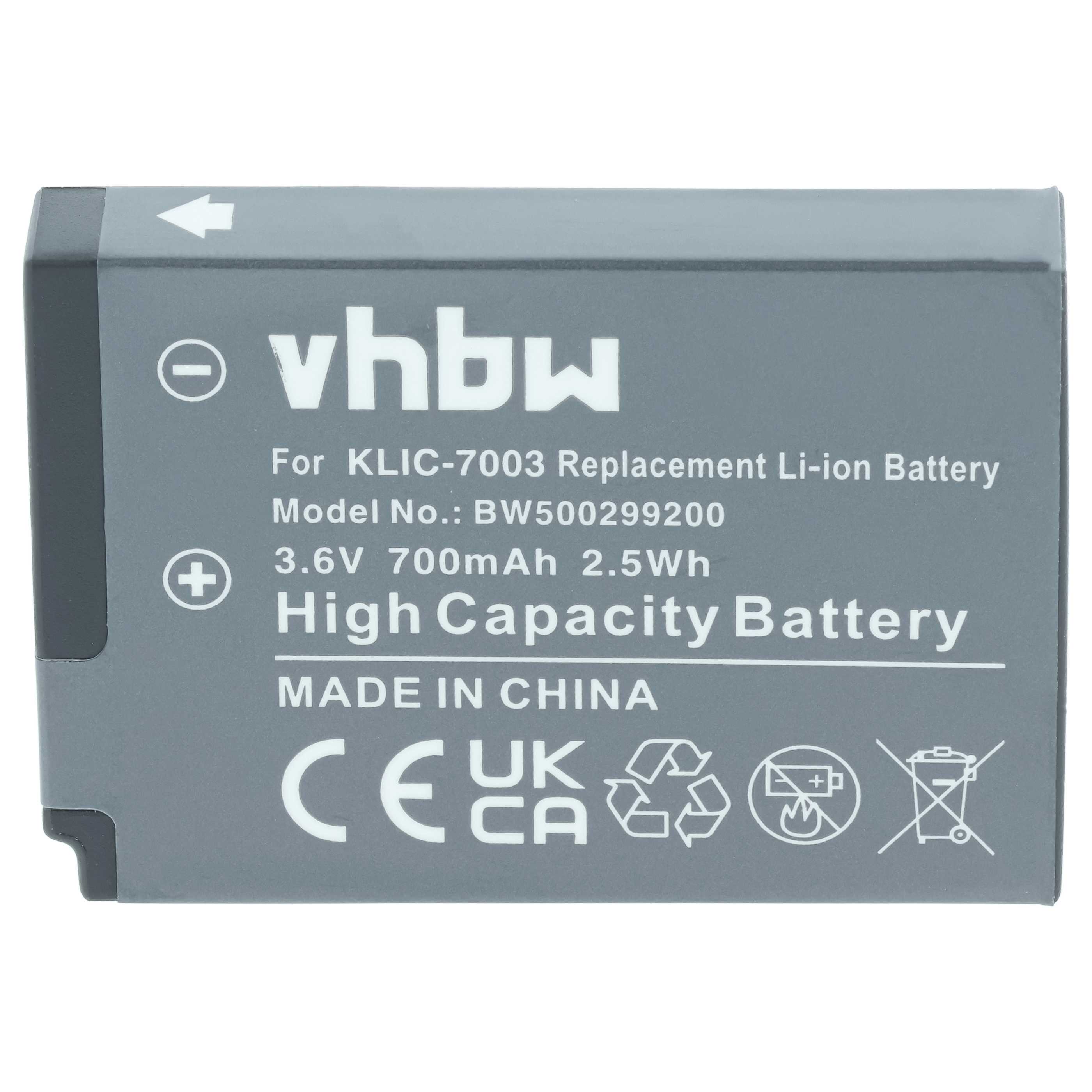 3x Batteria sostituisce Kodak Klic-7003 per fotocamera - 700mAh 3,6V Li-Ion