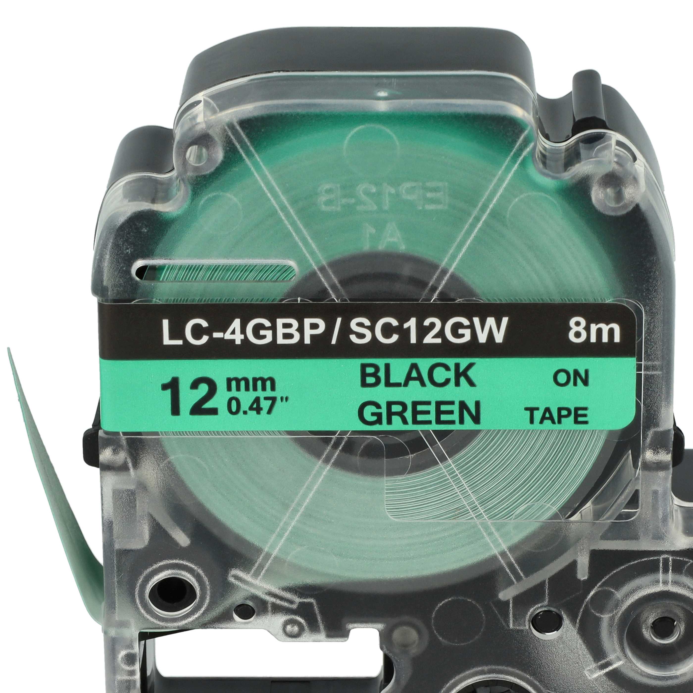 Label Tape replaces Epson LC-4GBP - 12 mm Black to Green