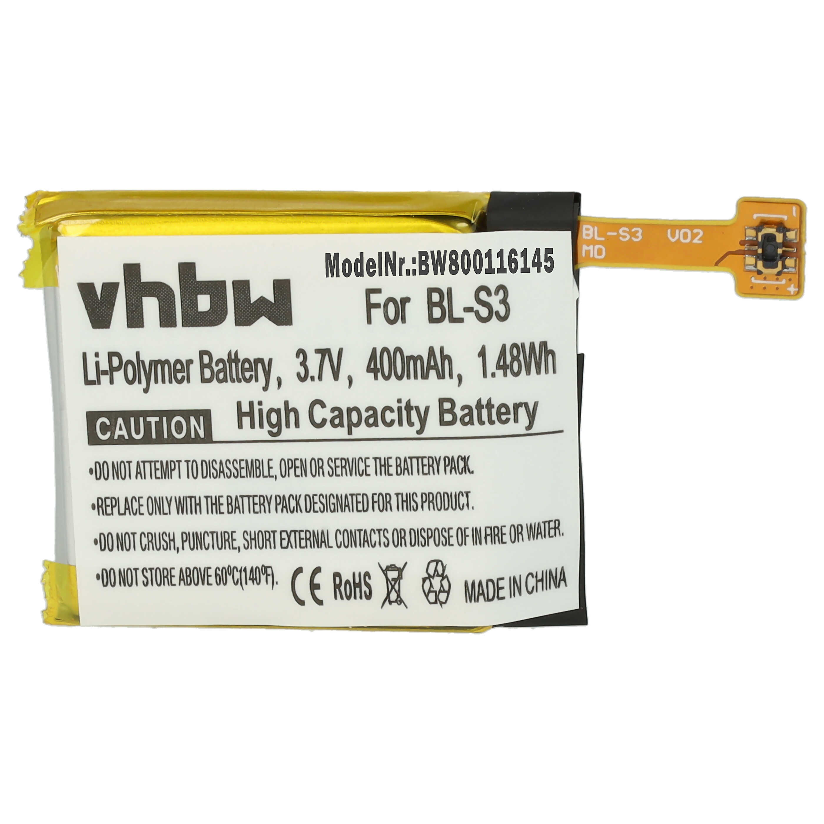 Smartwatch Battery replaces LG EAC62618501, BL-S3 - 400 mAh 3.7 V Li-polymer + Tools