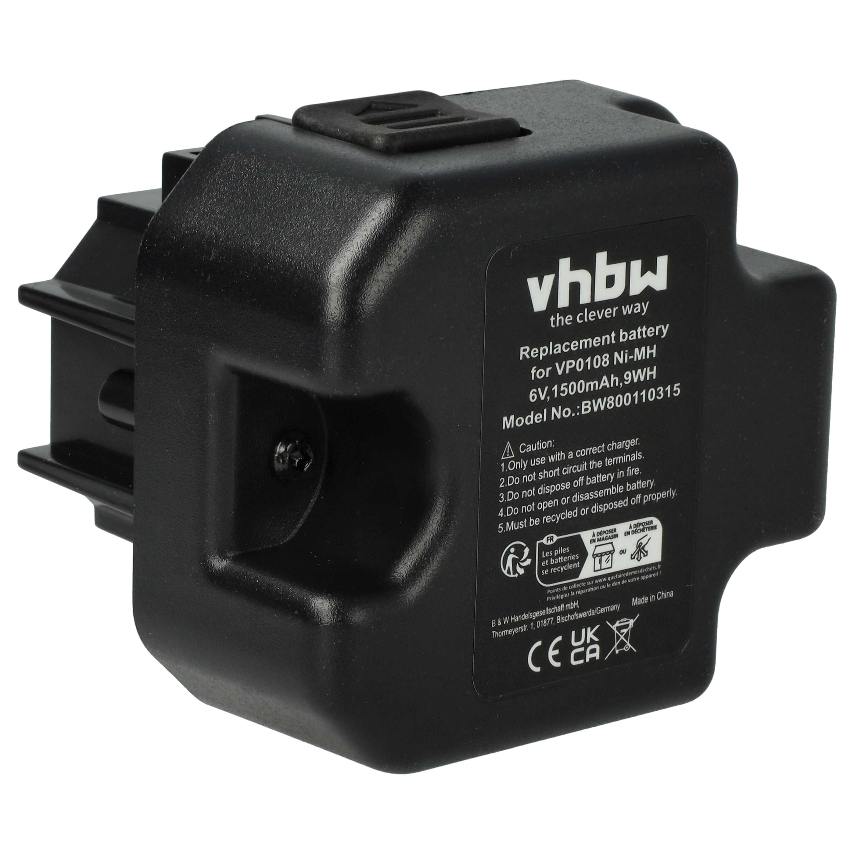 Battery replaces Senco VP0108, VP0109 for Electric Power Tool - 1500 mAh, 6 V, NiMH